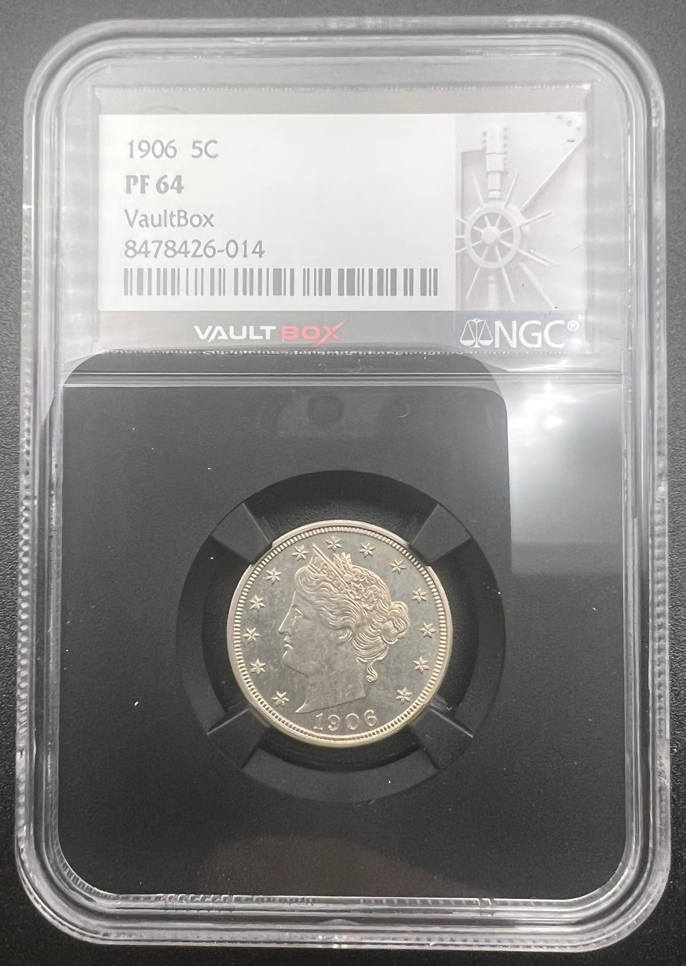 1906 PF64 V Nickel NGC Black Core