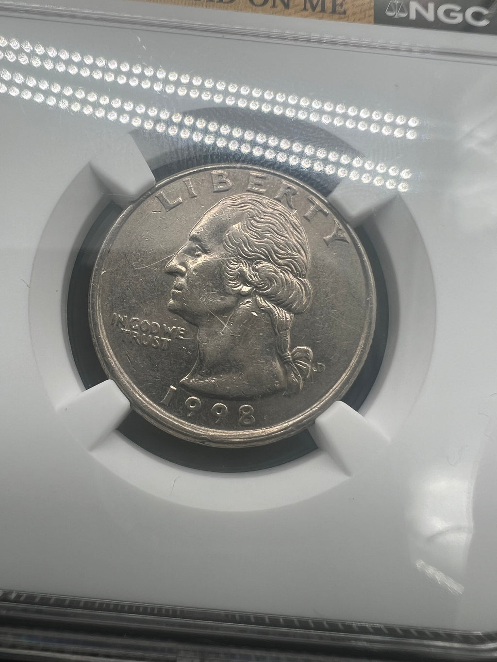Mint Error 1998-D Railroad Rim Washington Quarter NGC North East Error Collection
