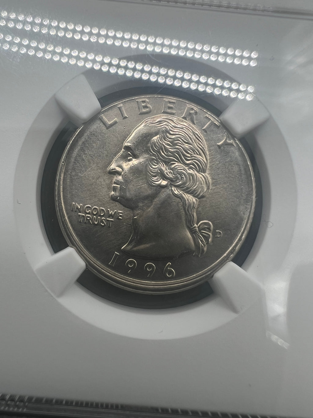 Mint Error 1996-D Railroad Rim Washington Quarter NGC North East Error Collection