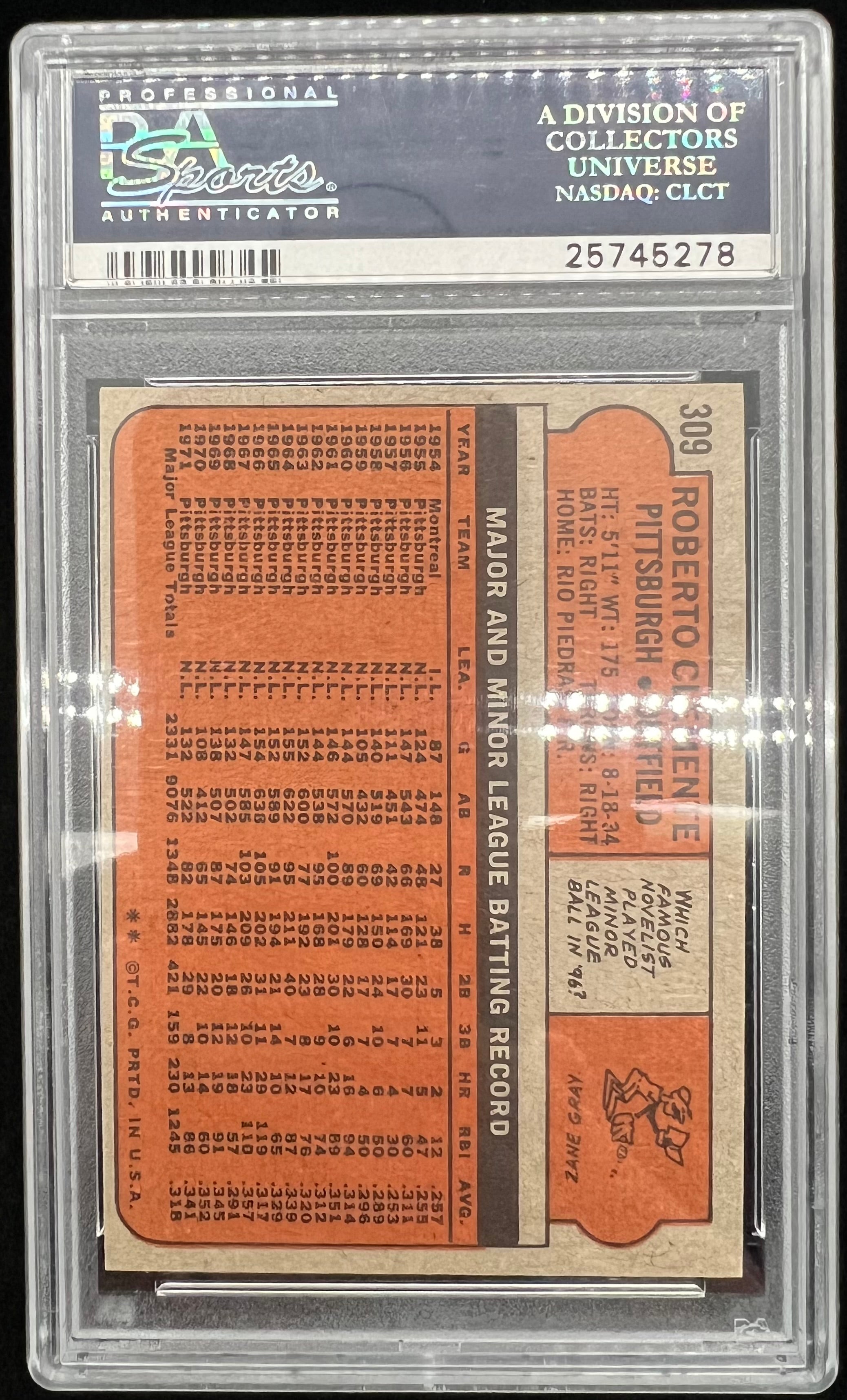 1972 Topps Roberto Clemente #309 PSA 7