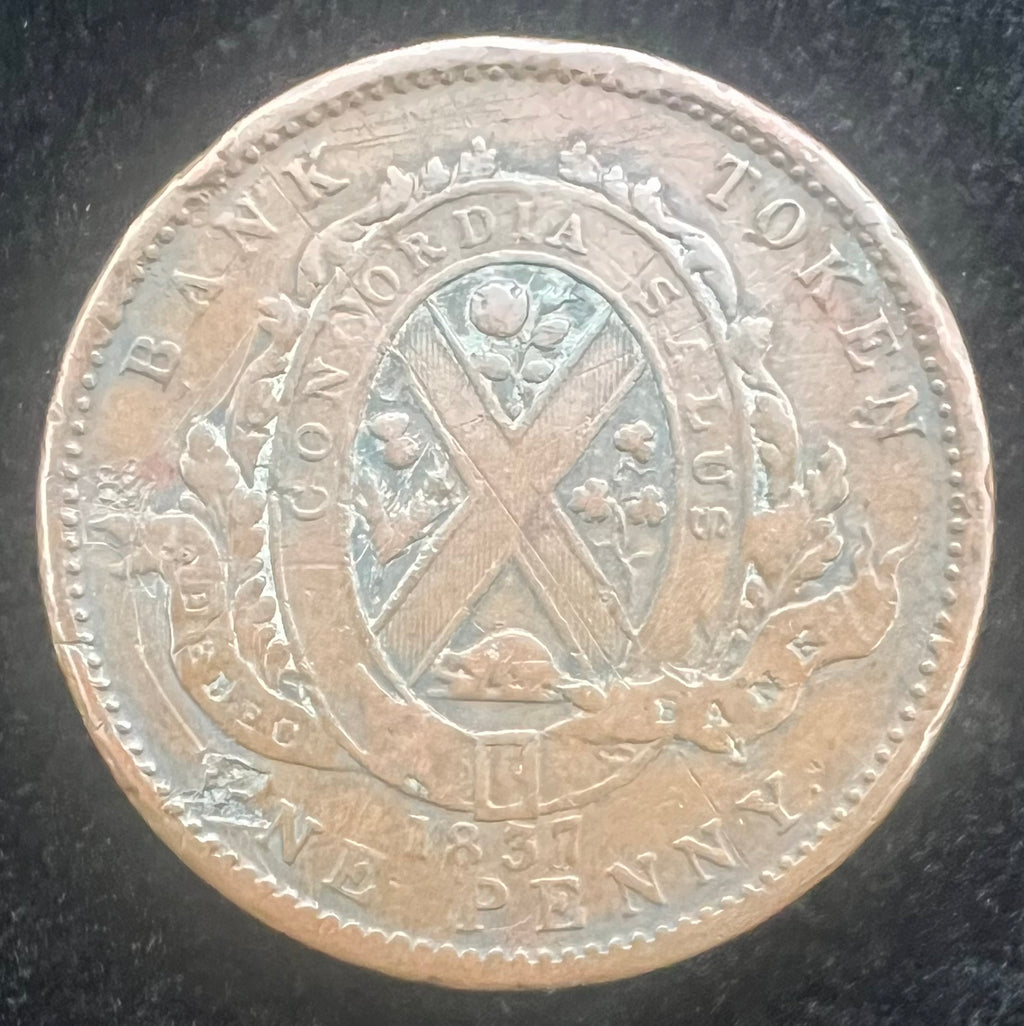 1837 1 Penny Lower Canada Bank Token