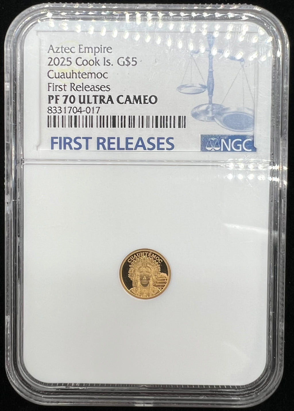 2025 Cook Island Aztec Empire Cuauhtemoc PF70 NGC .5g Gold