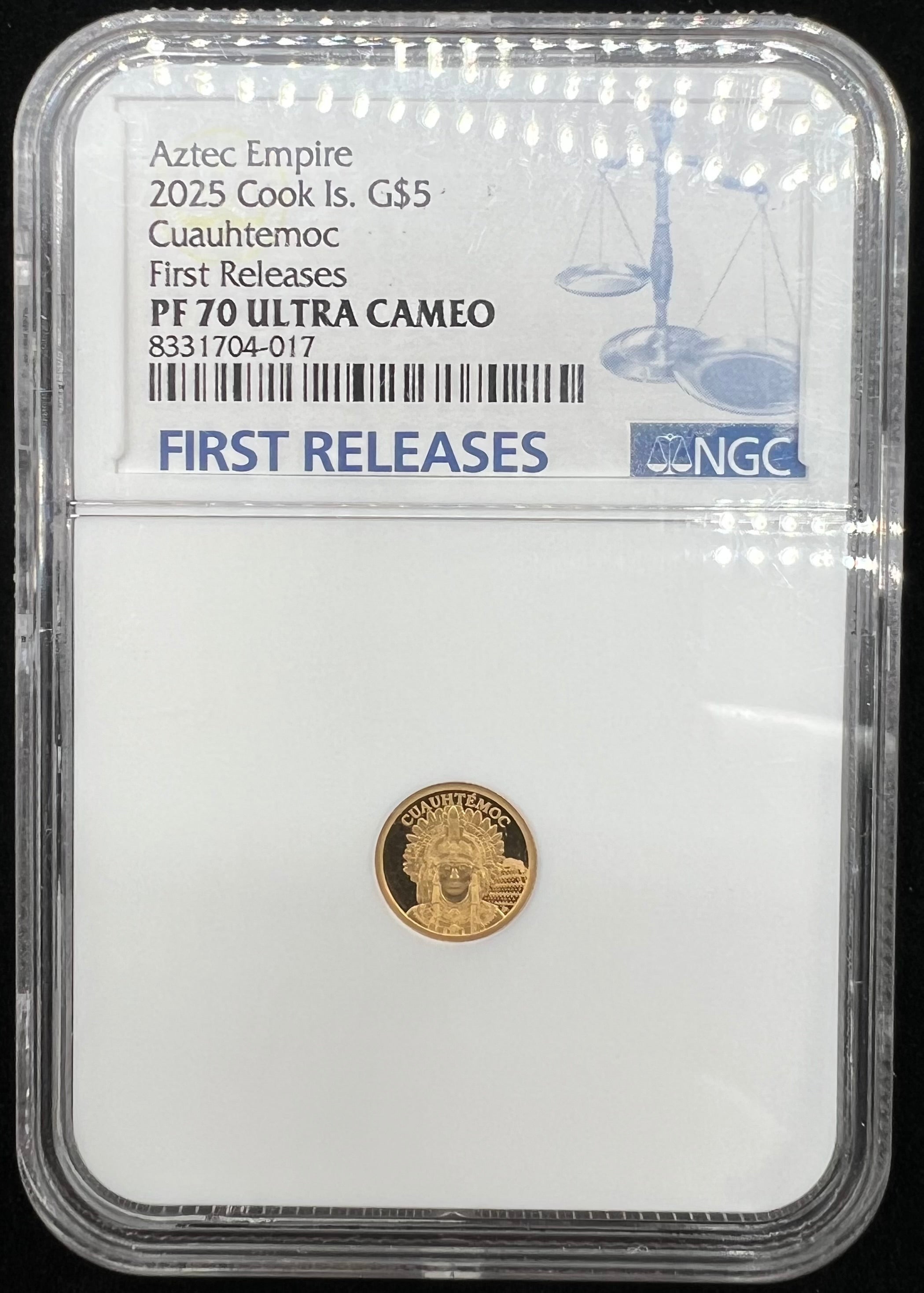 2025 Cook Island Aztec Empire Cuauhtemoc PF70 NGC .5g Gold