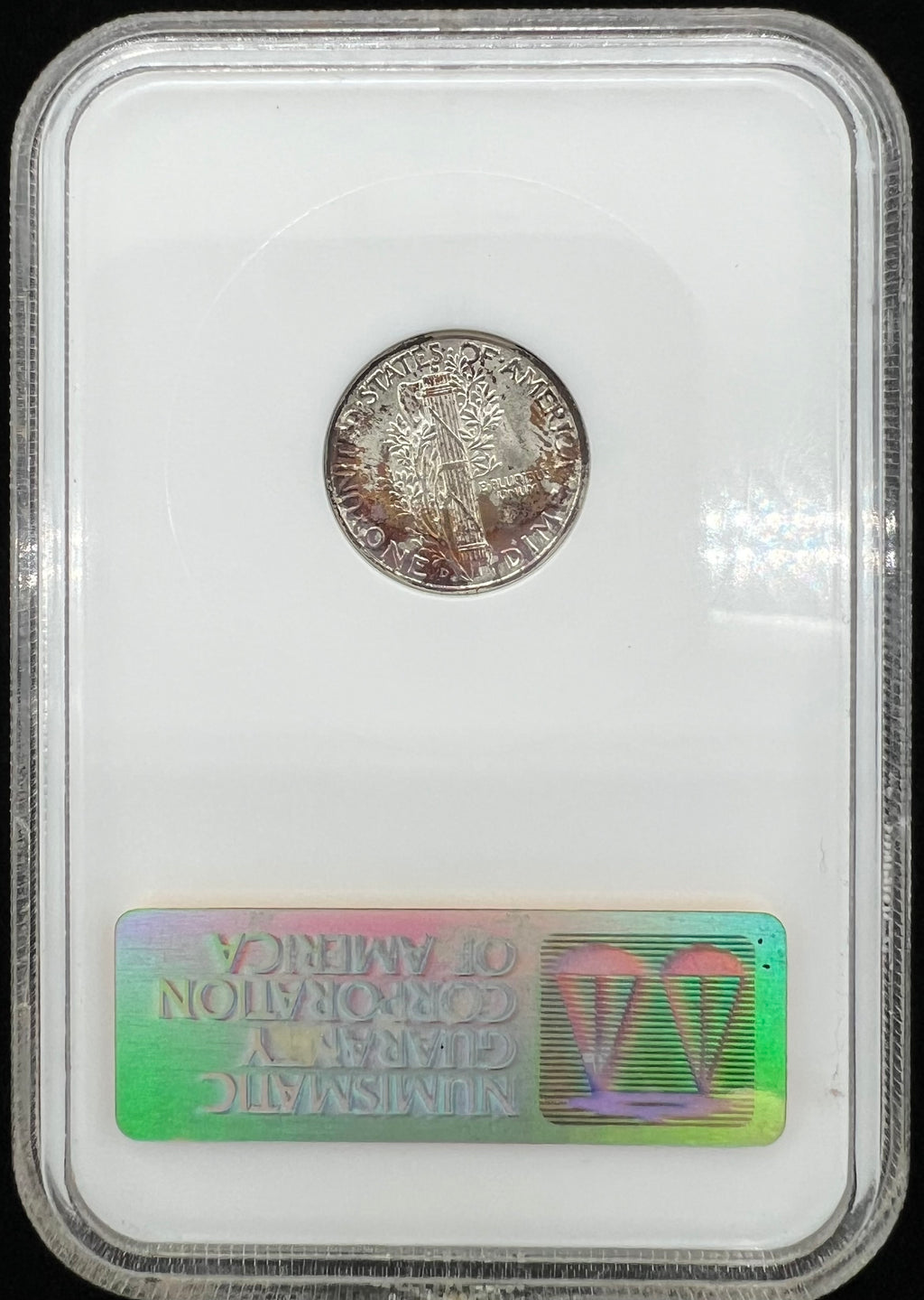 1945-D MS67 NGC Fatty Holder Colorful Mercury Dime