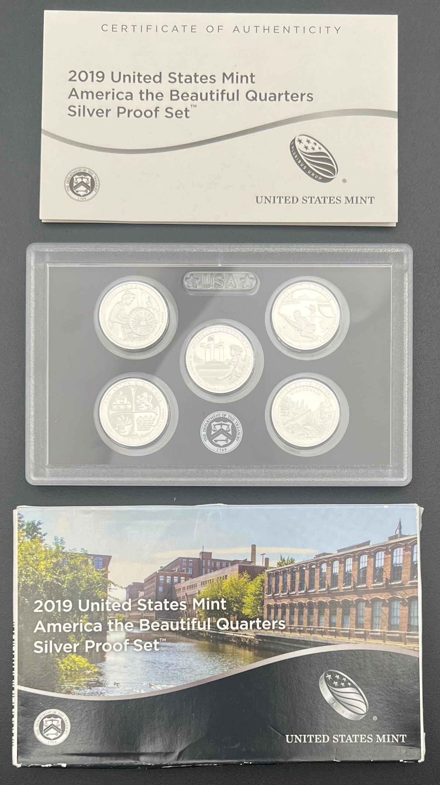 2019 90% Silver US Mint Proof America The Beautiful Silver Quarter Set