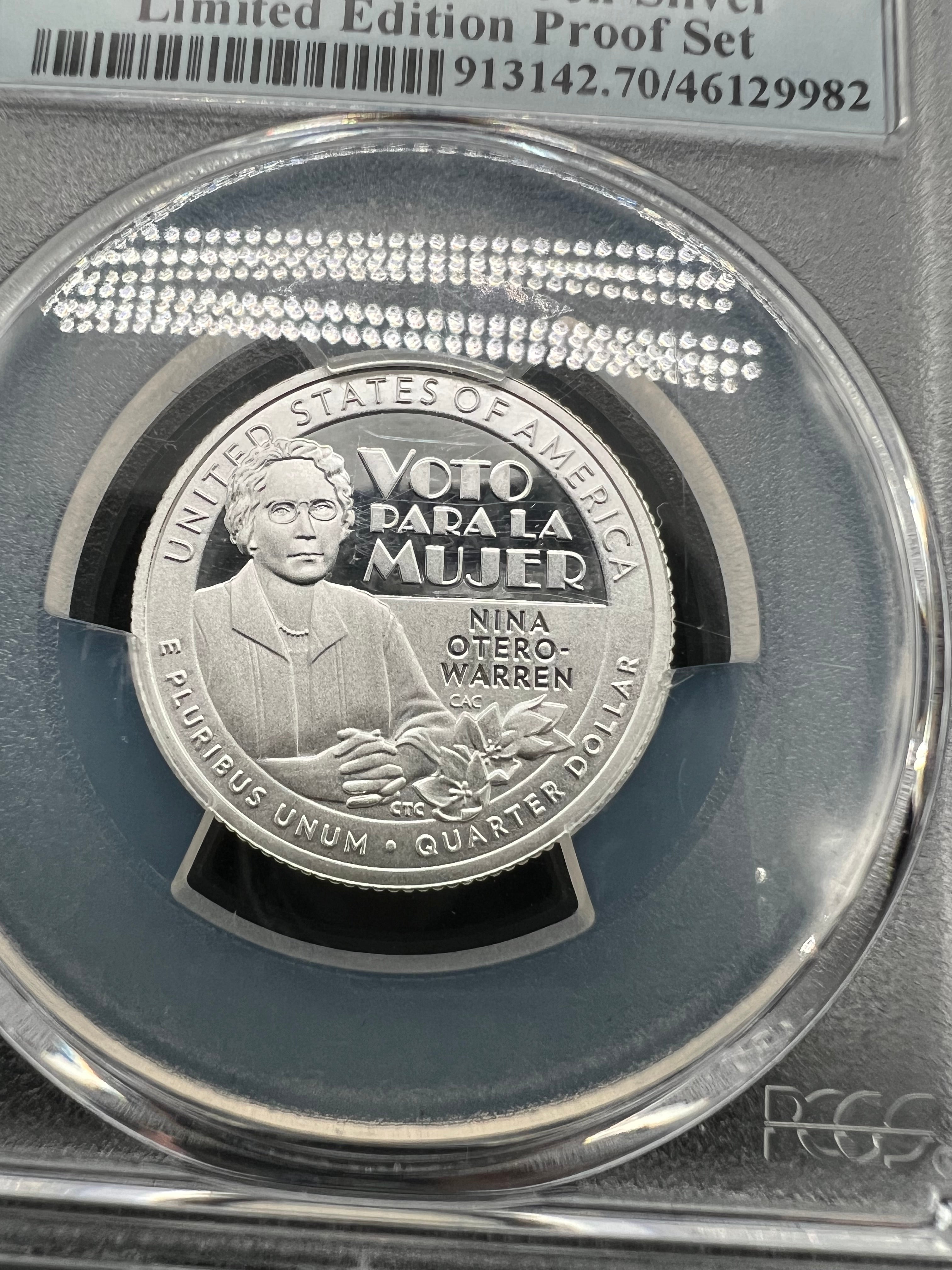2022-S PR70 DCAM Silver Nina Otero-Warren Limited Edition Proof Set PCGS 1st Day
