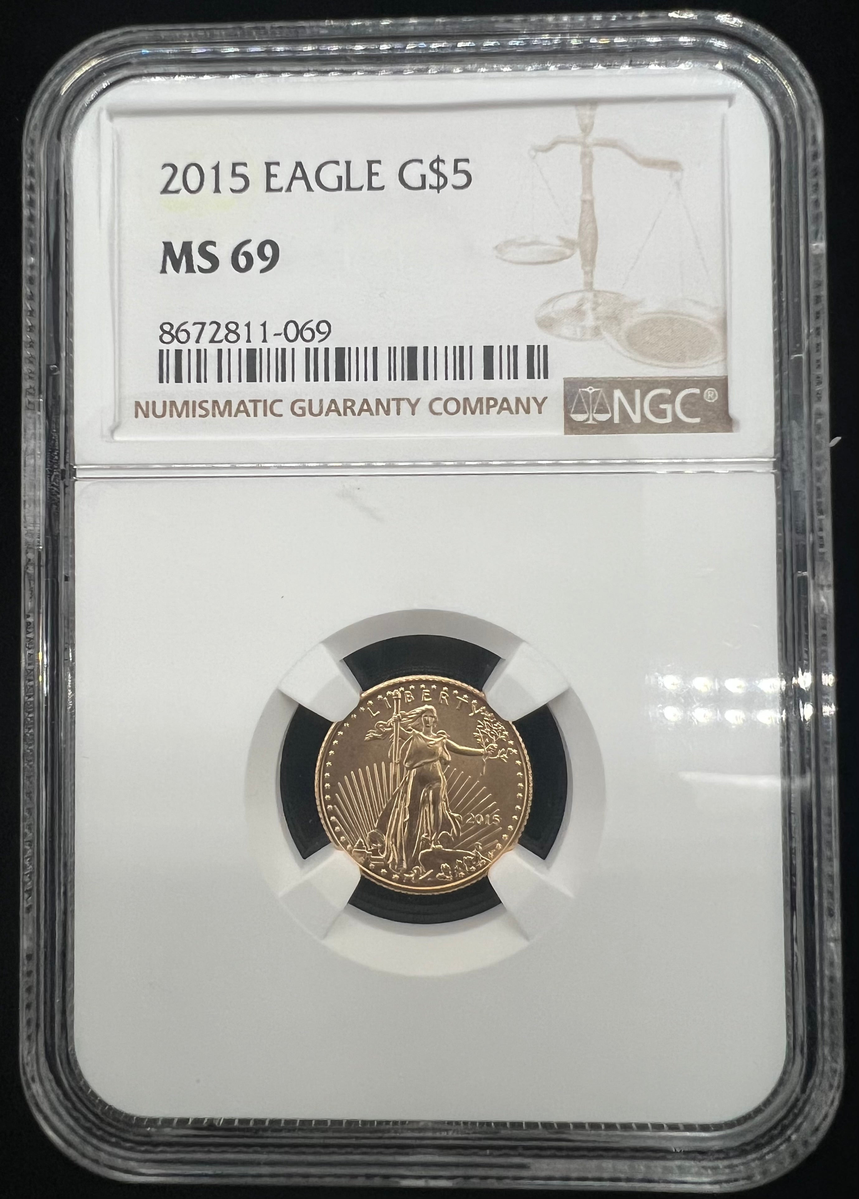 2015 1/10 American Gold Eagle MS69 NGC