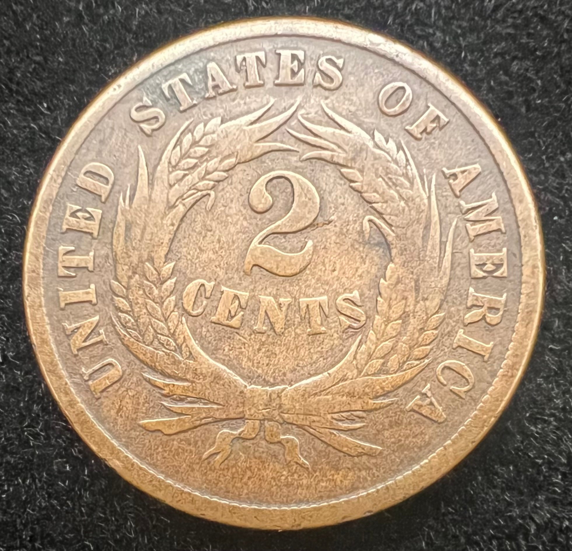 1864 2 Cent Piece Large Motto