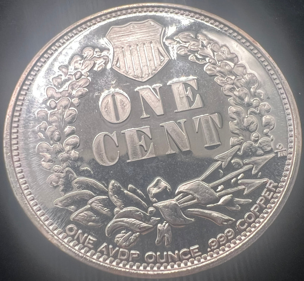 1877 Indian Head Cent 1oz Copper Round