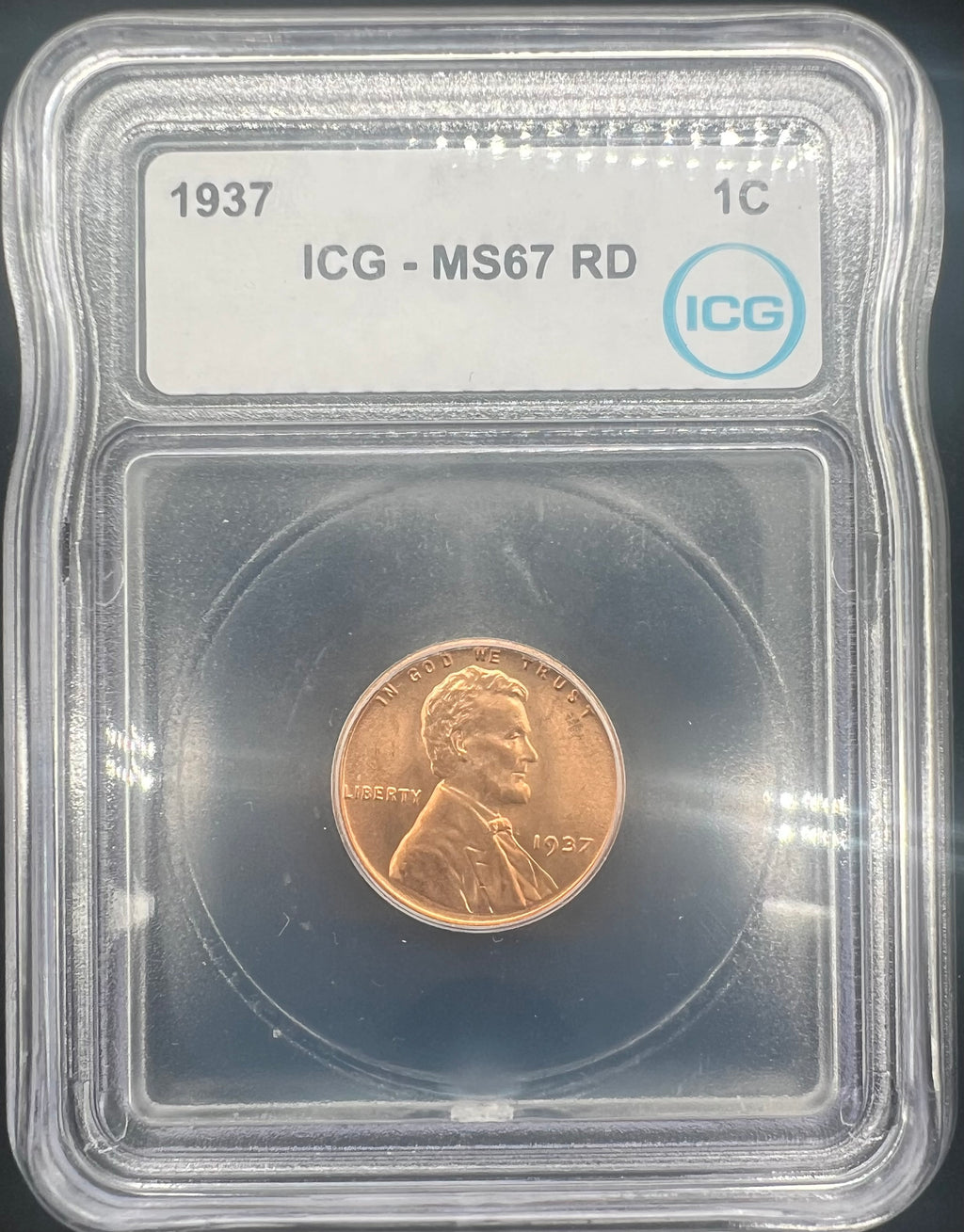 1937 MS67 RD Lincoln Wheat Cent ICG