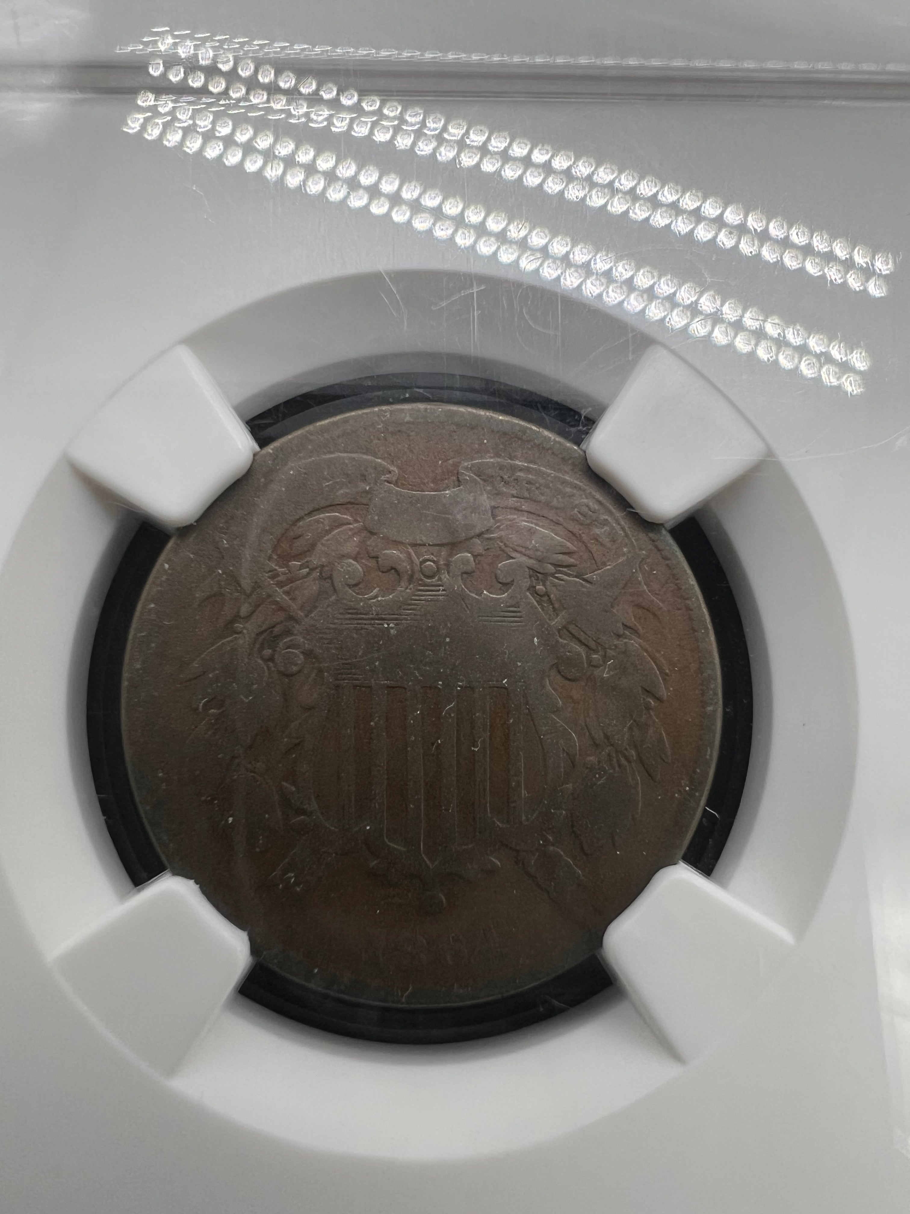 1864 2 Cents Small Motto NGC Good Details - Rev Damage