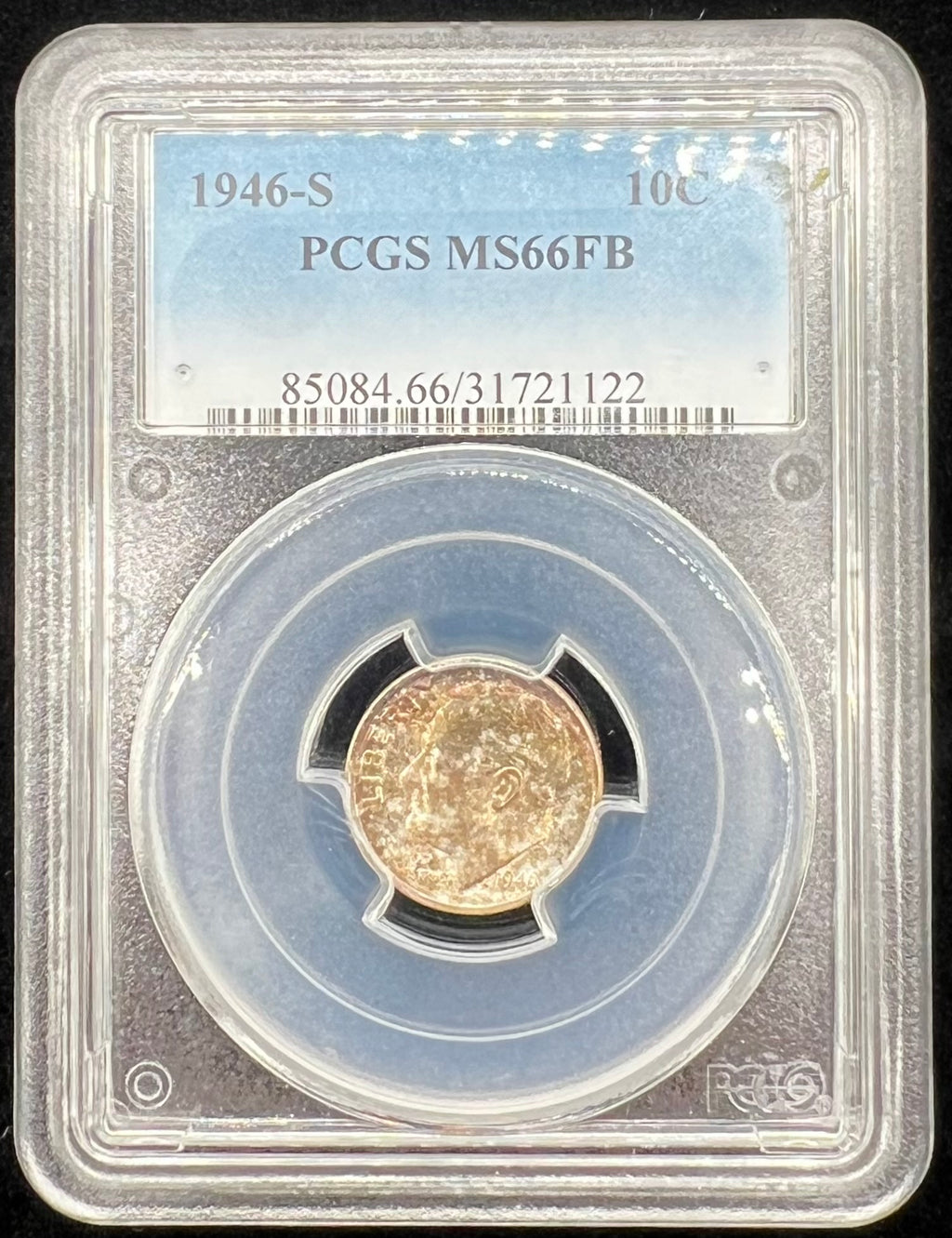 1946-S MS66 FB Colorful Roosevelt Dime PCGS