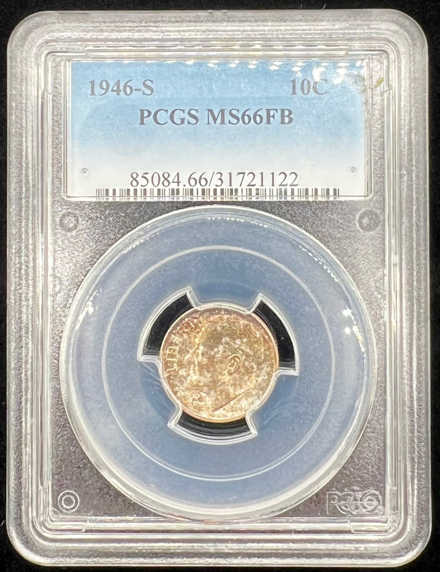 1946-S MS66 FB Colorful Roosevelt Dime PCGS