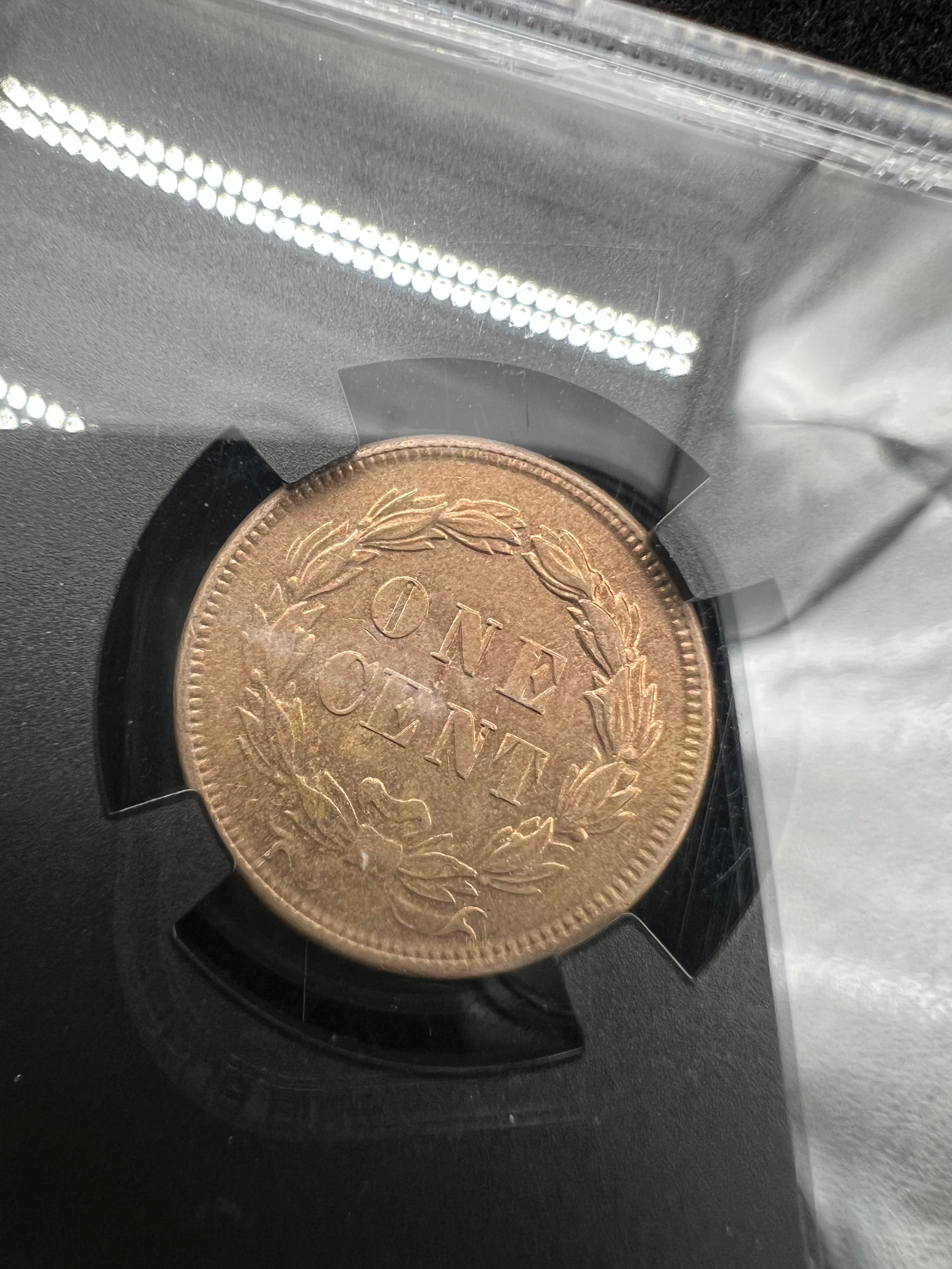 1859 AU58 Indian Head Cent NGC Black Core
