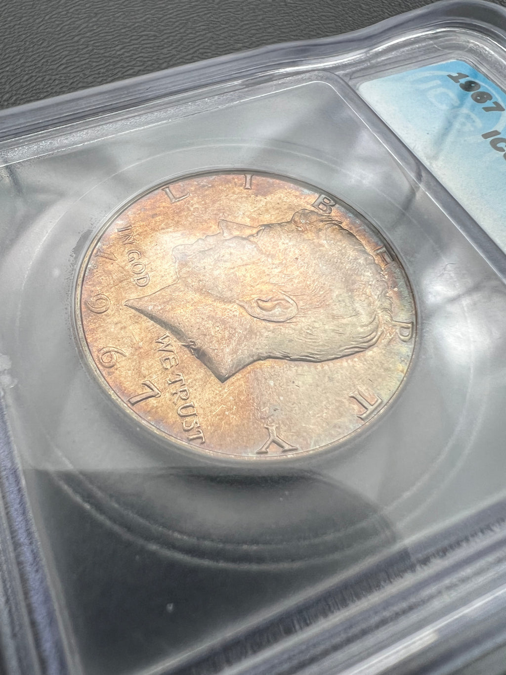 1967 MS61 Colorful Toner Kennedy Half Dollar ICG