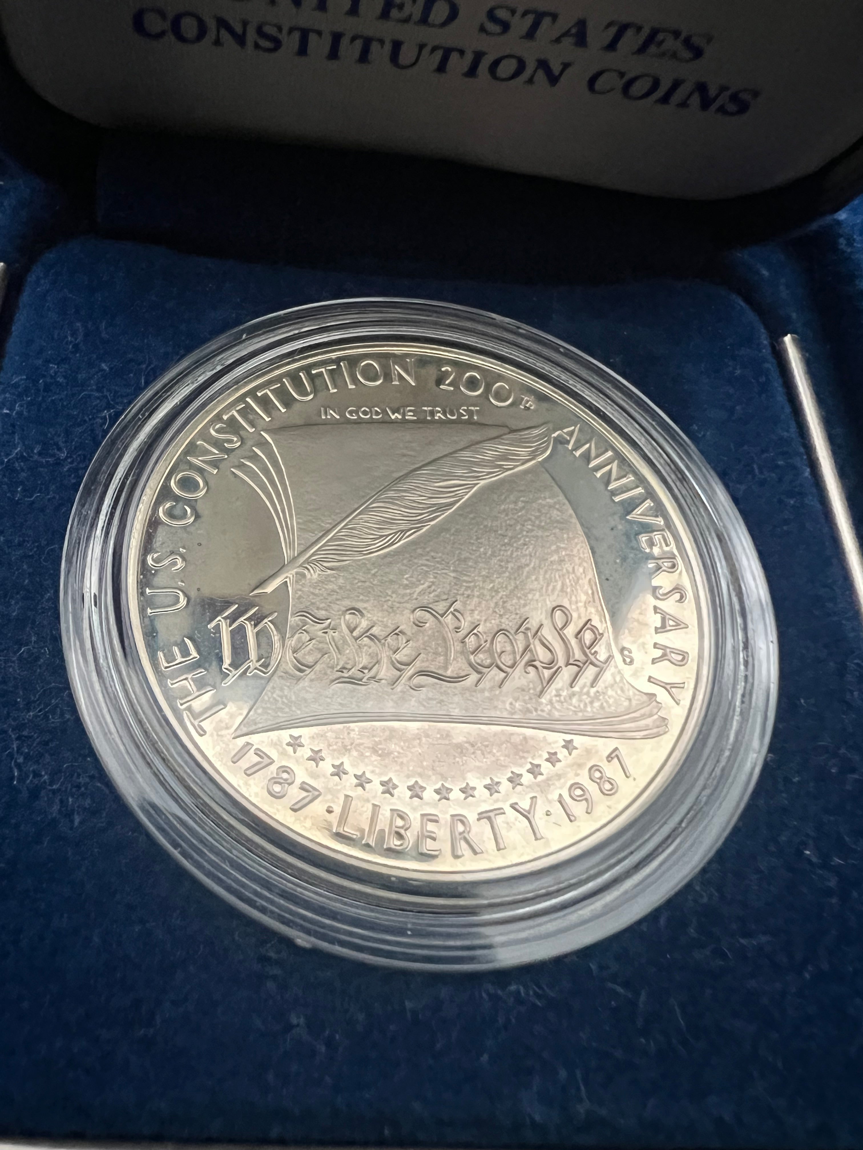 1987-S Constitution Bicentennial 90% Proof Silver Dollar - Incomplete Packaging