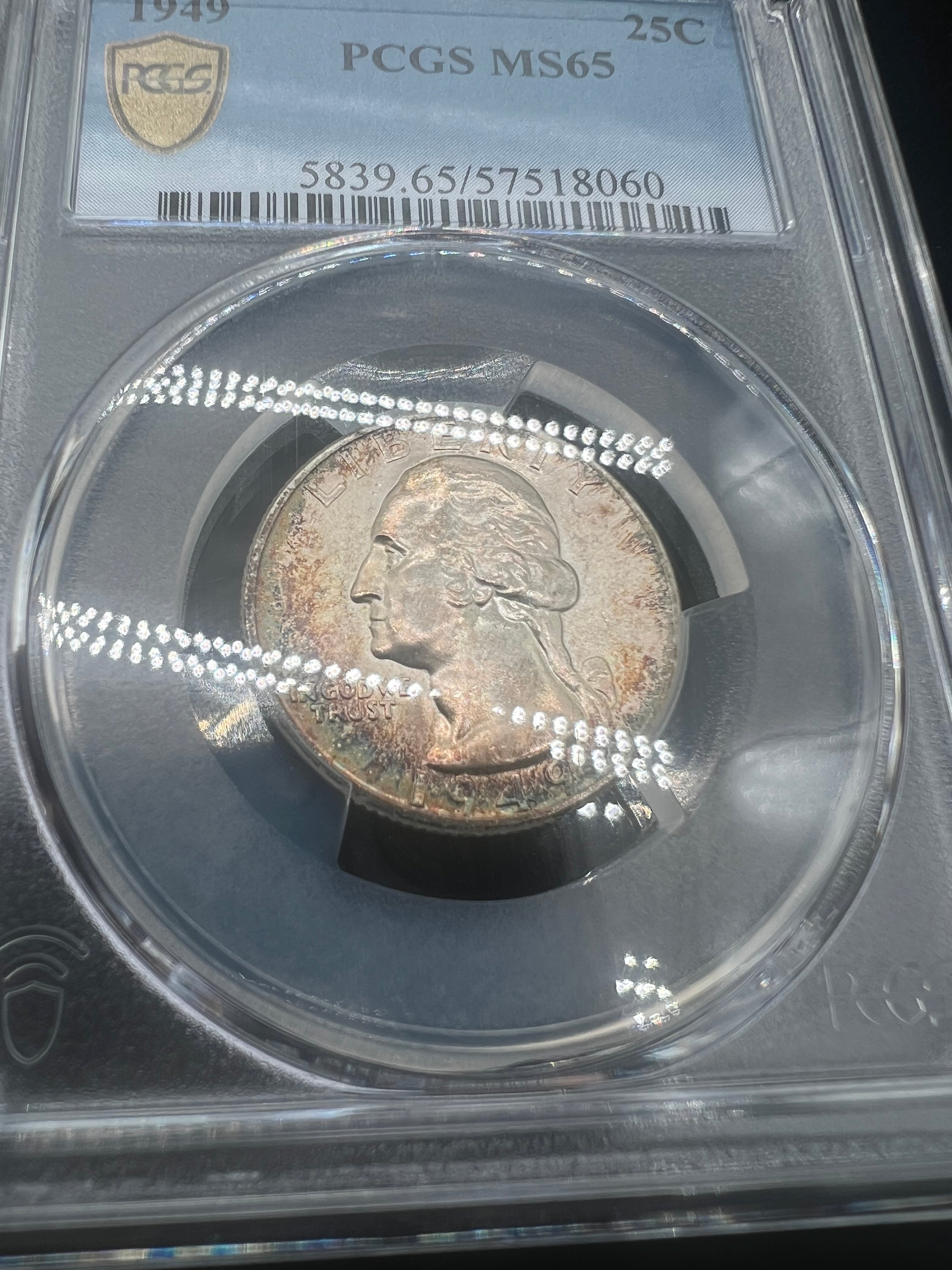 1945 MS65 Washington Quarter PCGS Toning