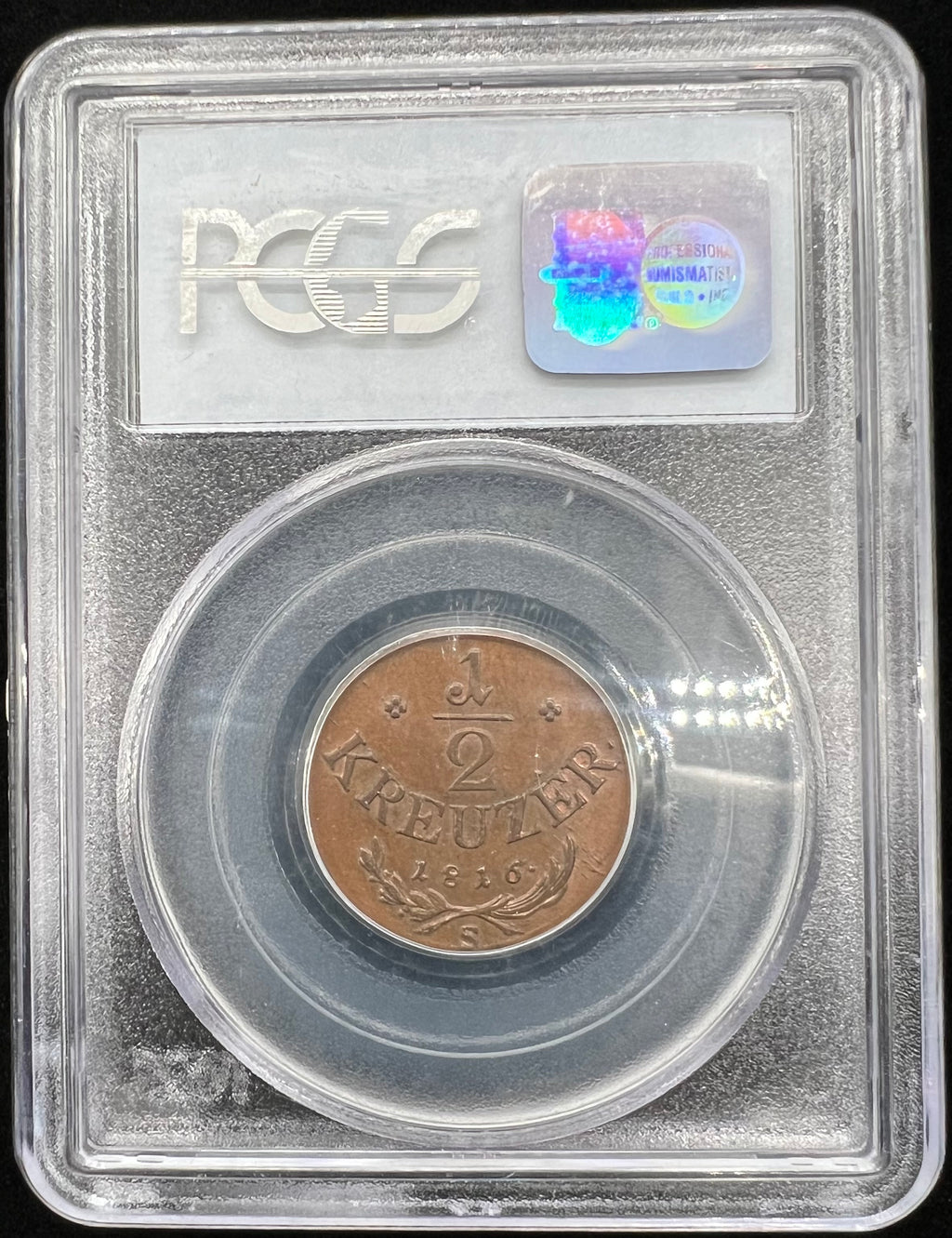 1816-S MS62 Austria 1/2 Kreuzer PCGS