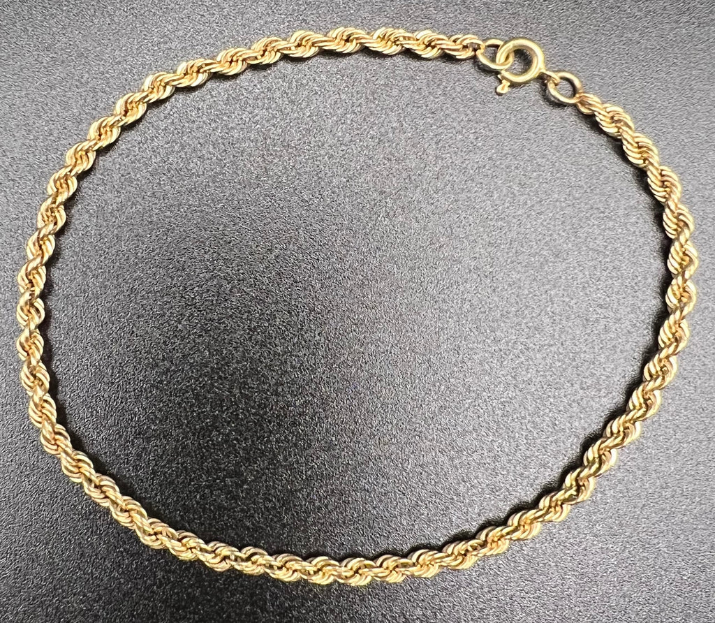 14k Gold Rope Bracelet 7-3/4” 4.5g