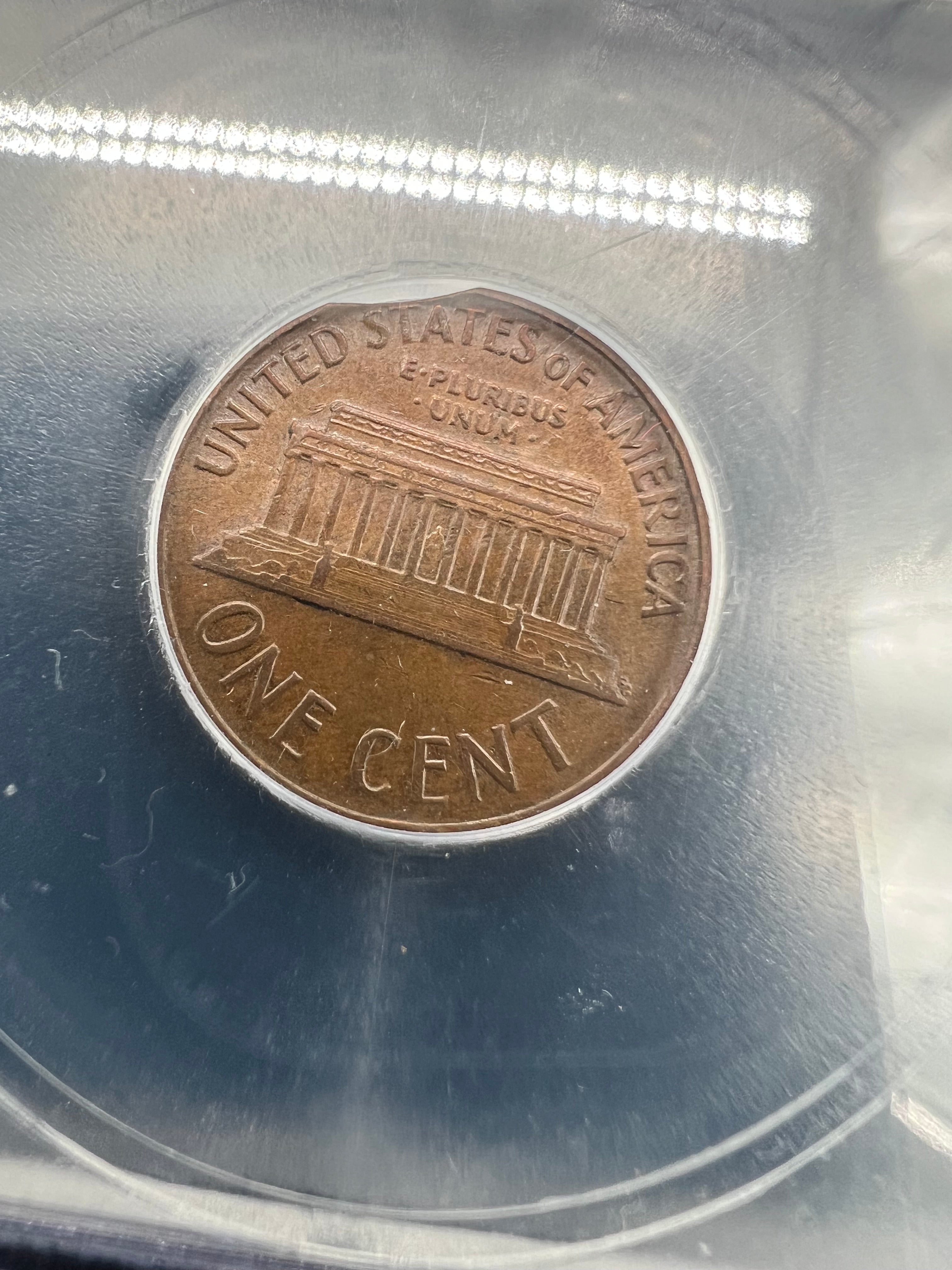 Mint Error 1967 AU58 Clipped Lincoln Cent ICG