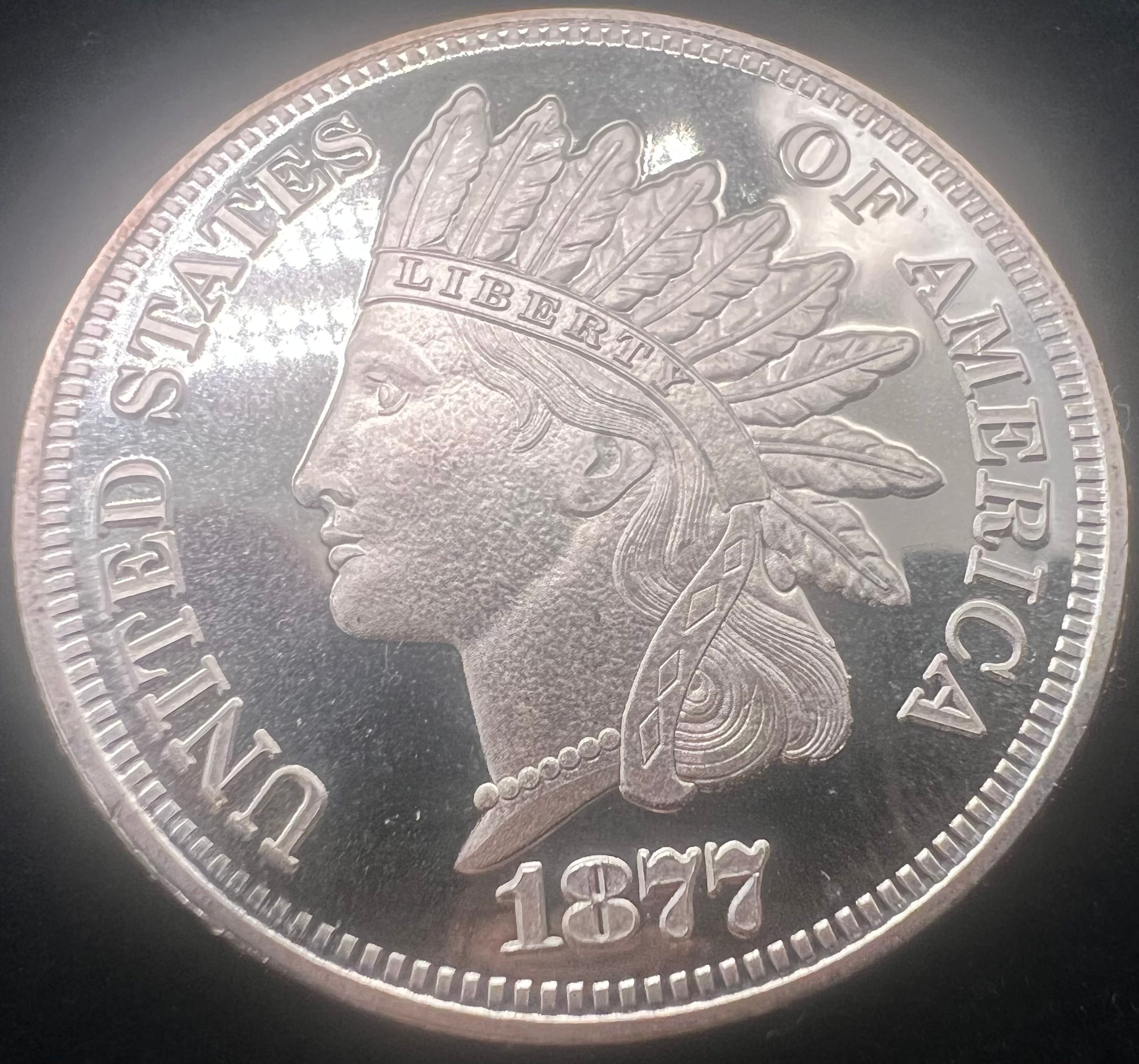 1877 Indian Head Cent 1oz Copper Round