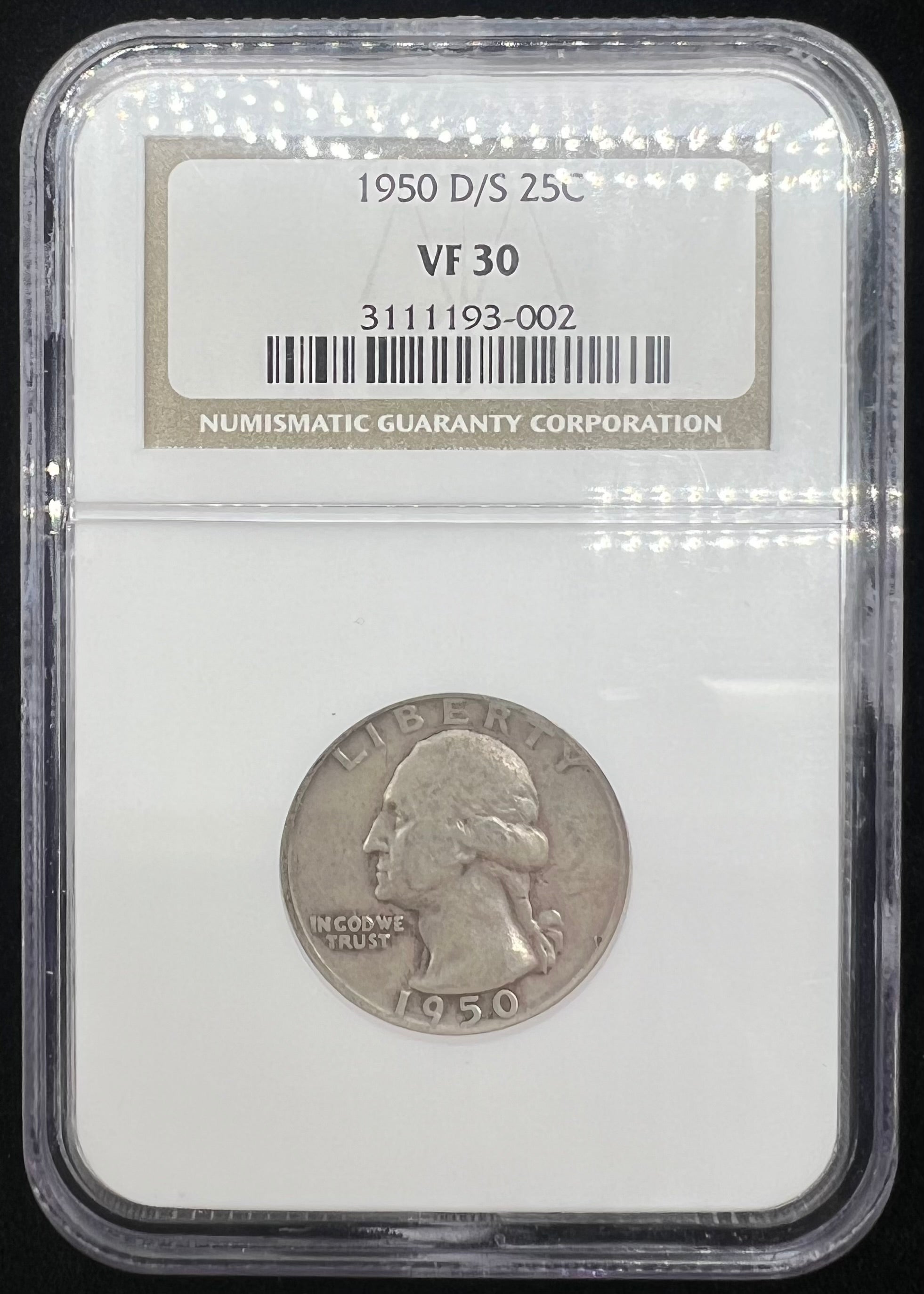 1950 D/S VF30 Washington Quarter NGC