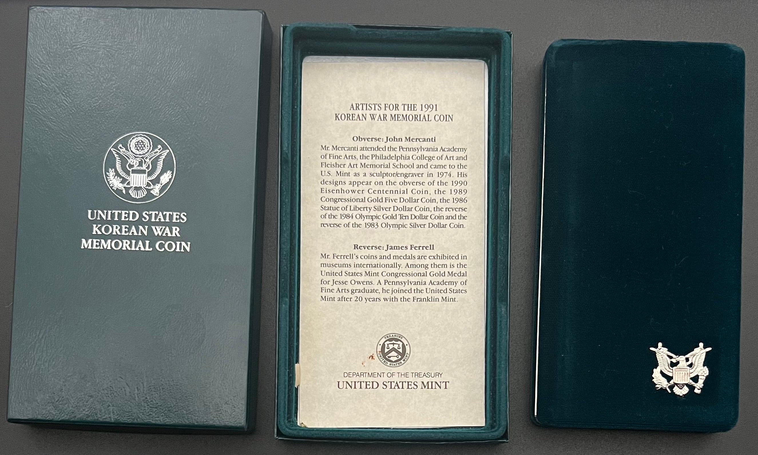 1991-P Korean War Memorial Proof 90% Silver Dollar