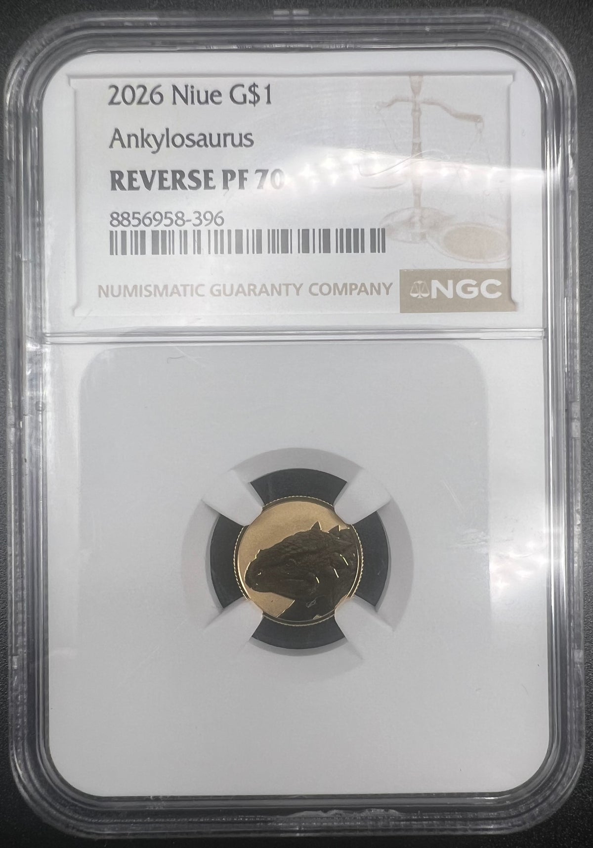 2026 Niue Gold Ankylosaurus NGC PF70 1g 22kt