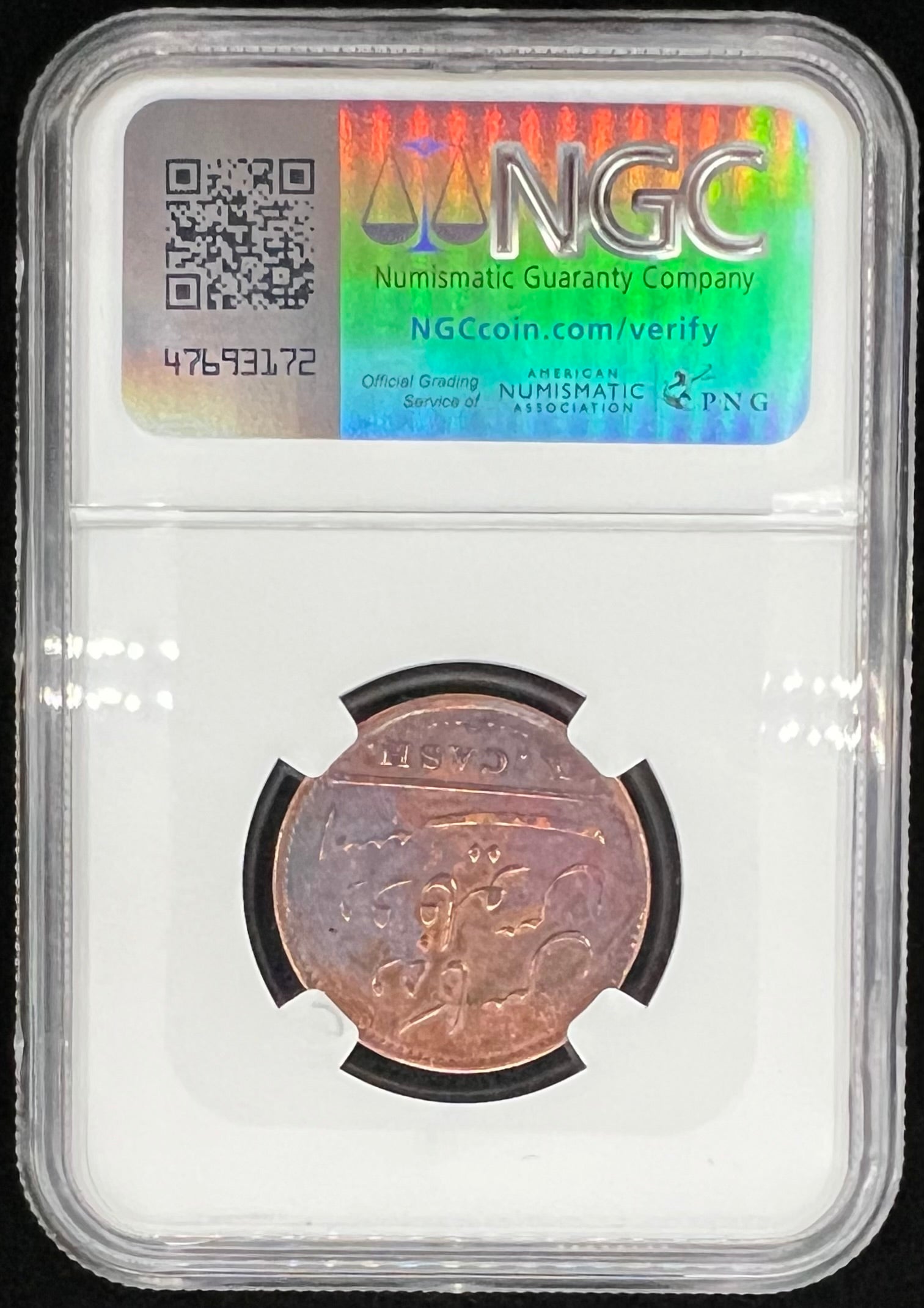 1808 India 10 Cash NGC Admiral Gardner Shipwreck Sea Salvaged
