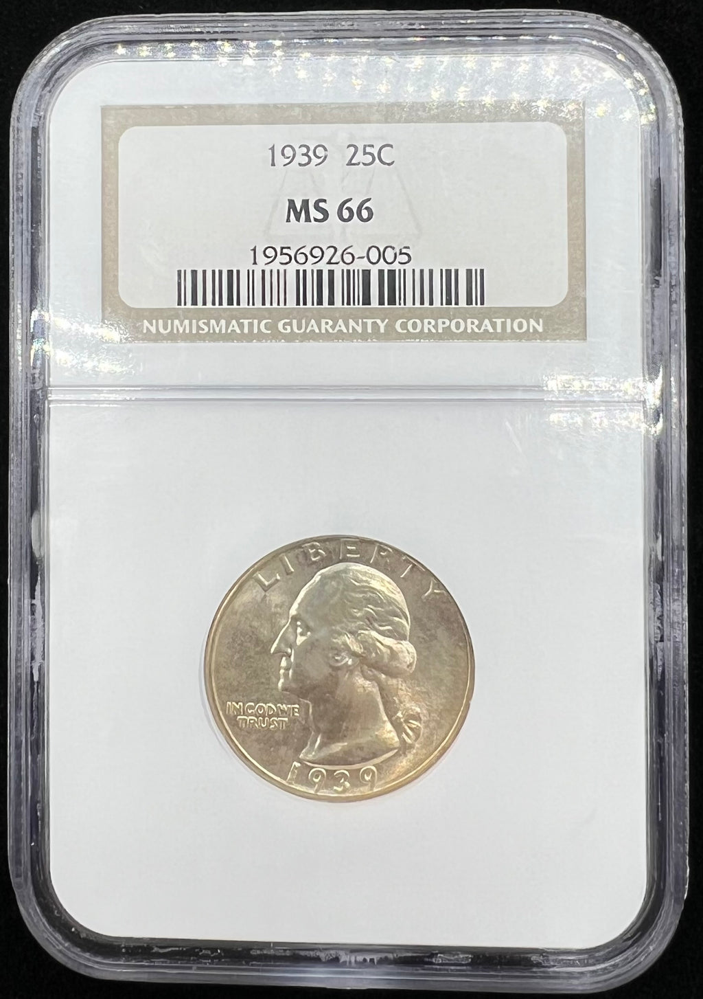 1939 MS66 Washington Quarter NGC