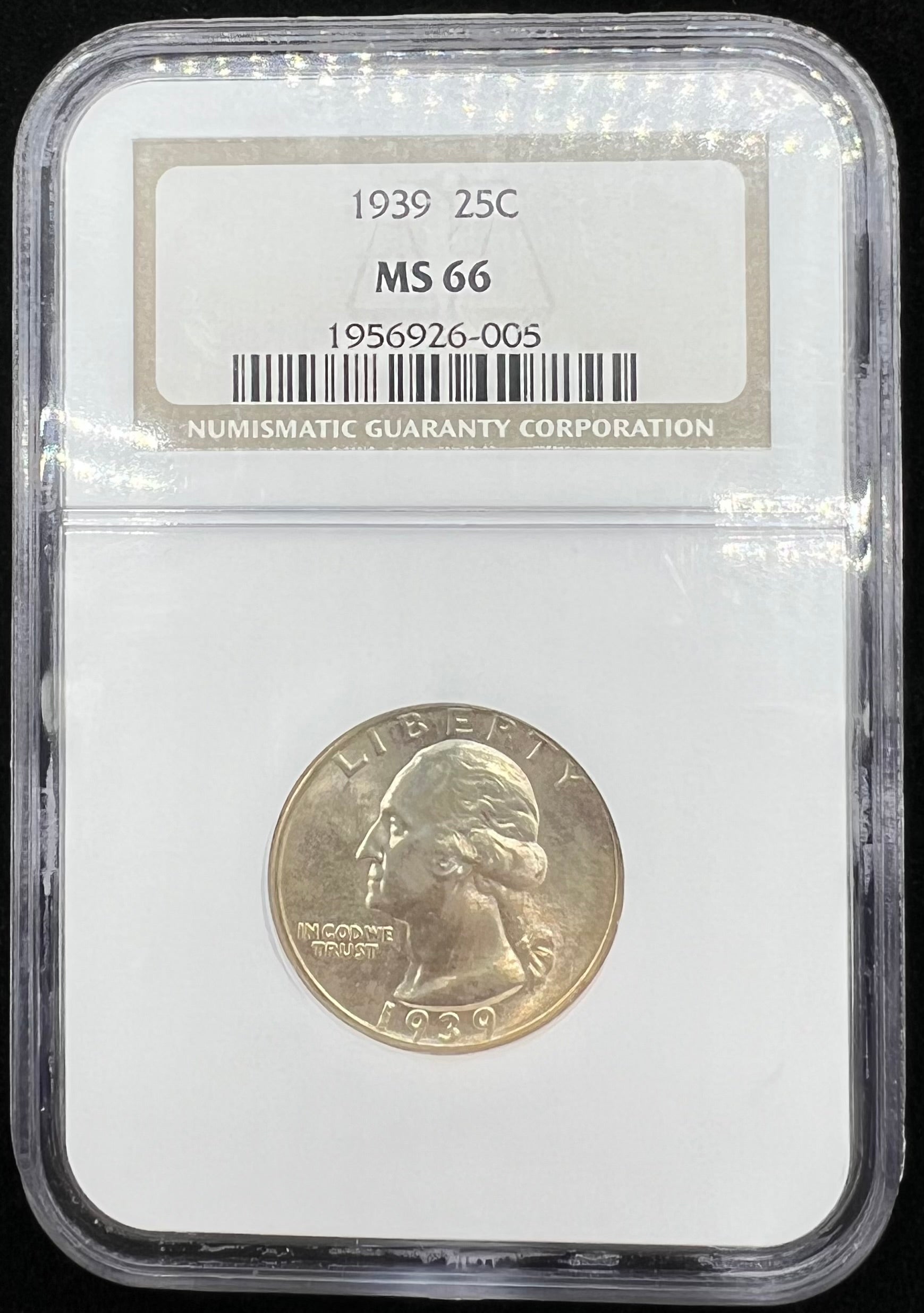 1939 MS66 Washington Quarter NGC