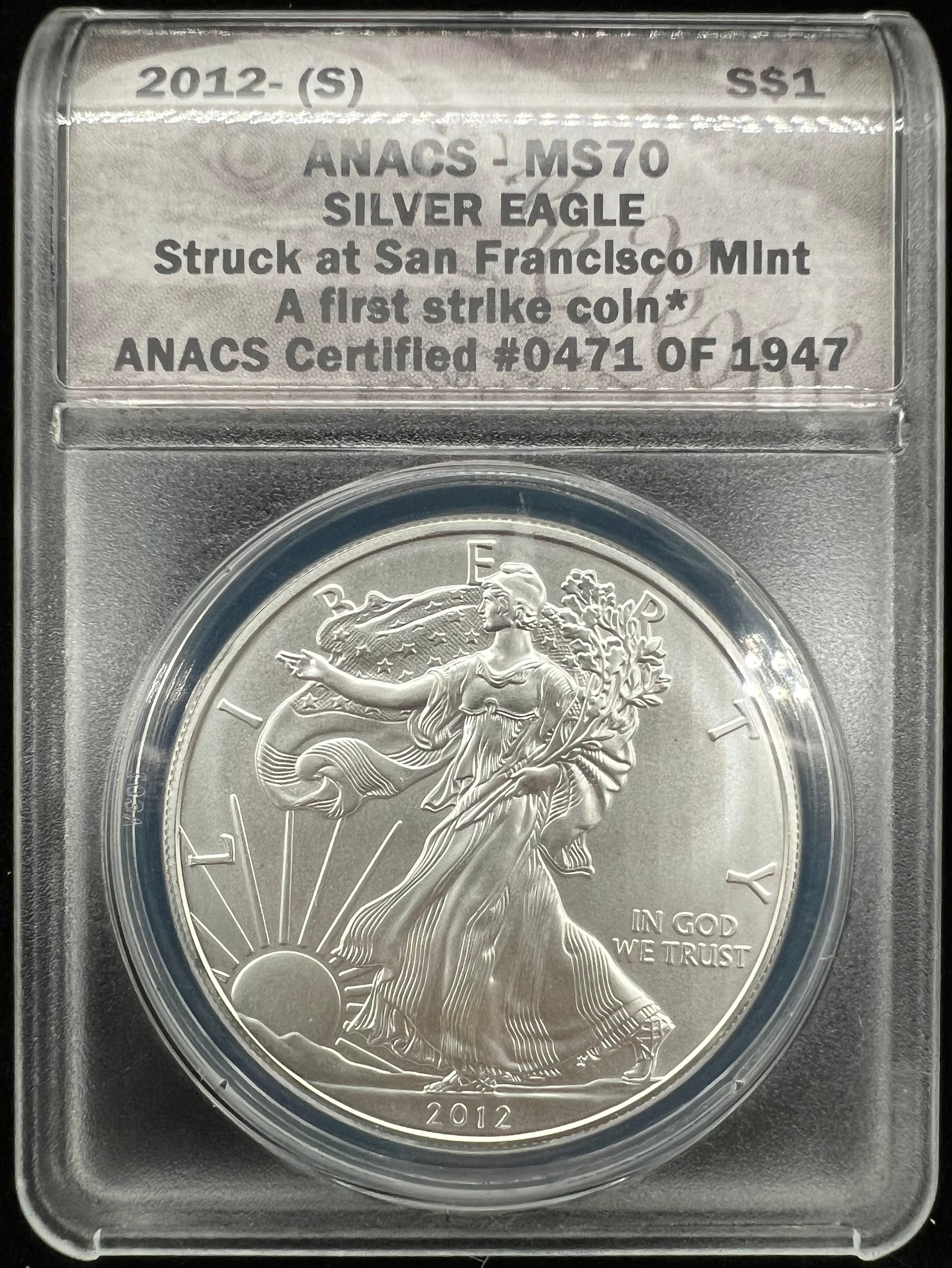 2012-S MS70 American Silver Eagle ANACS