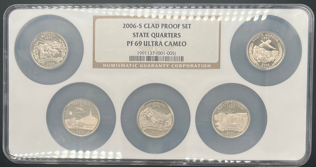 2006-S PF69 UCAM Clad State Quarters Proof Set NGC 5 Coin Slab