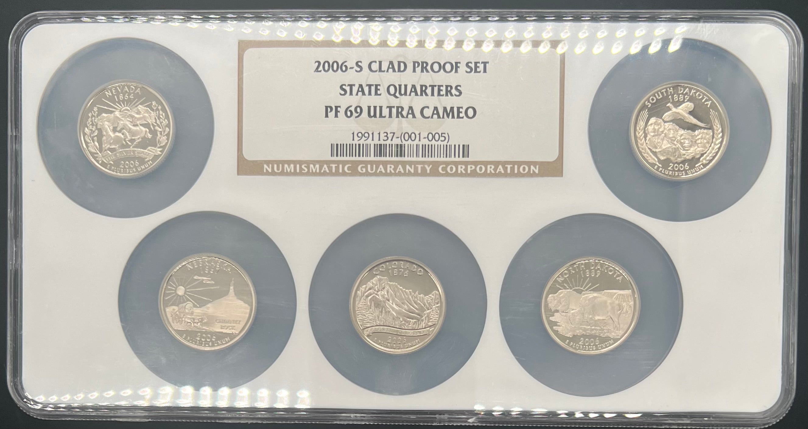 2006-S PF69 UCAM Clad State Quarters Proof Set NGC 5 Coin Slab