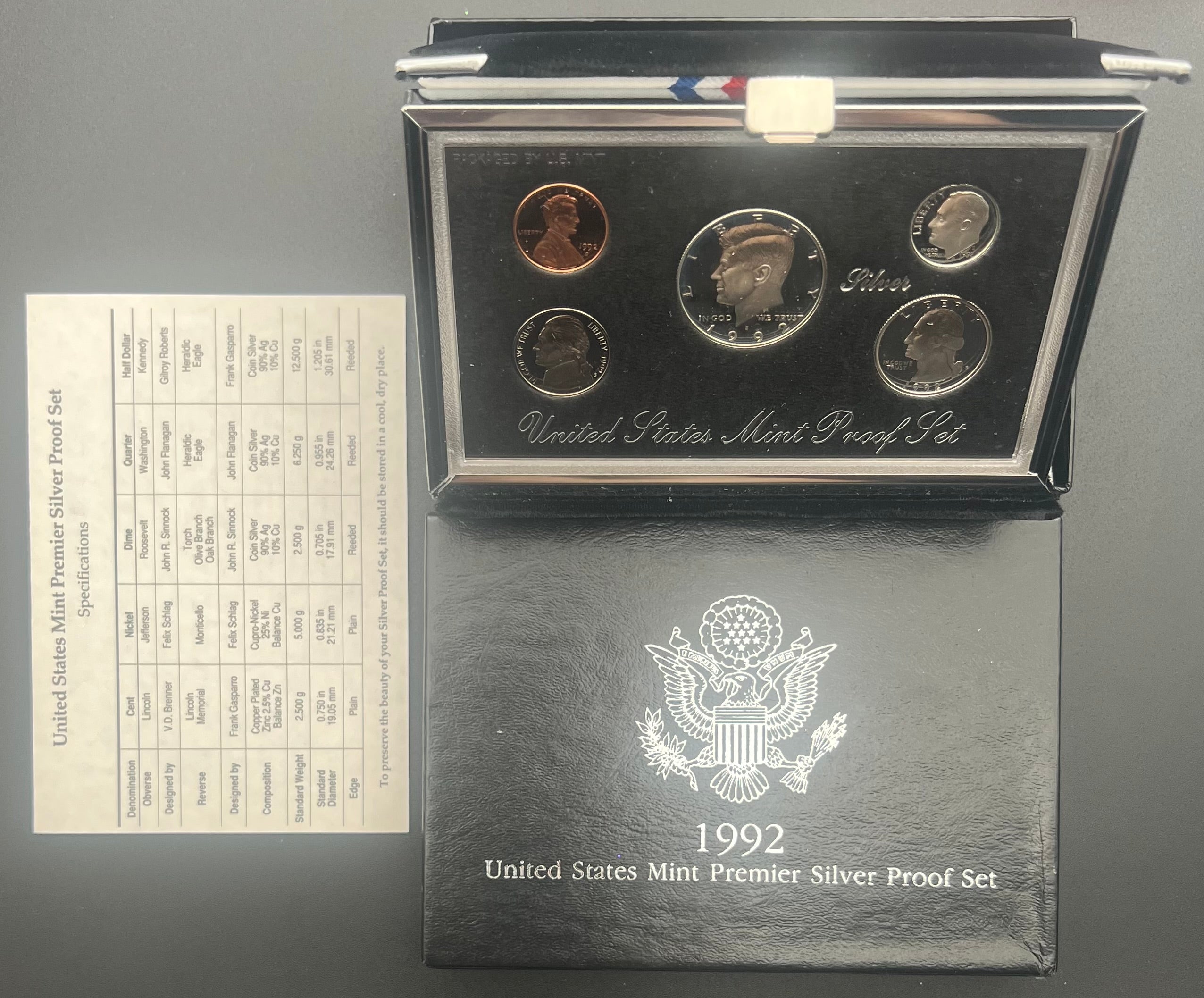 1992 90% Silver US Mint Premier Silver Proof Set