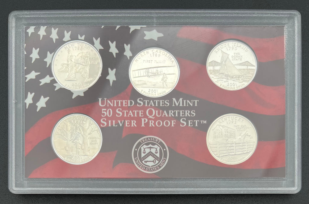 2001 90% Silver US Mint 50 State Quarters Silver Proof Set WINDOW ONLY NO BOX/COA