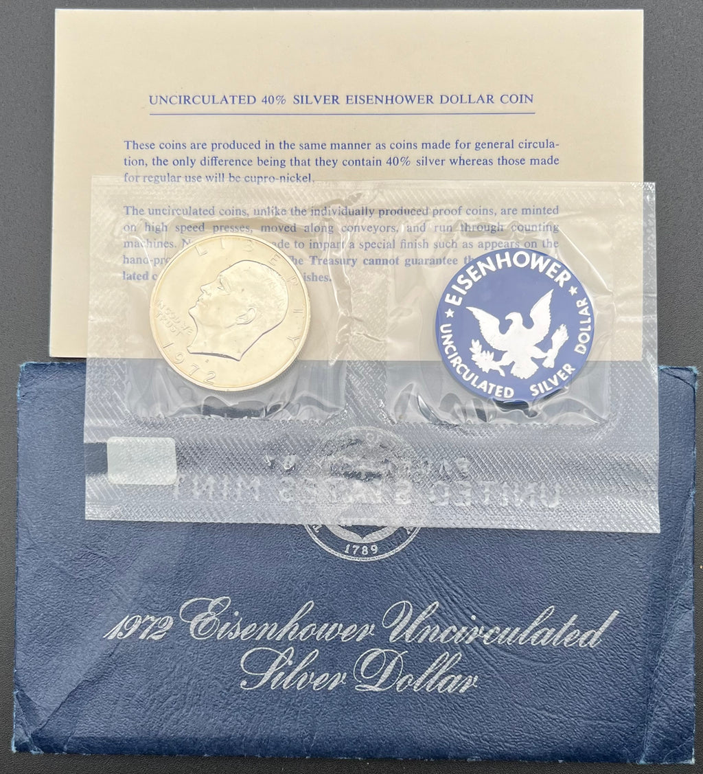 40% Silver 1972 Uncirculated Eisenhower Silver Dollar
