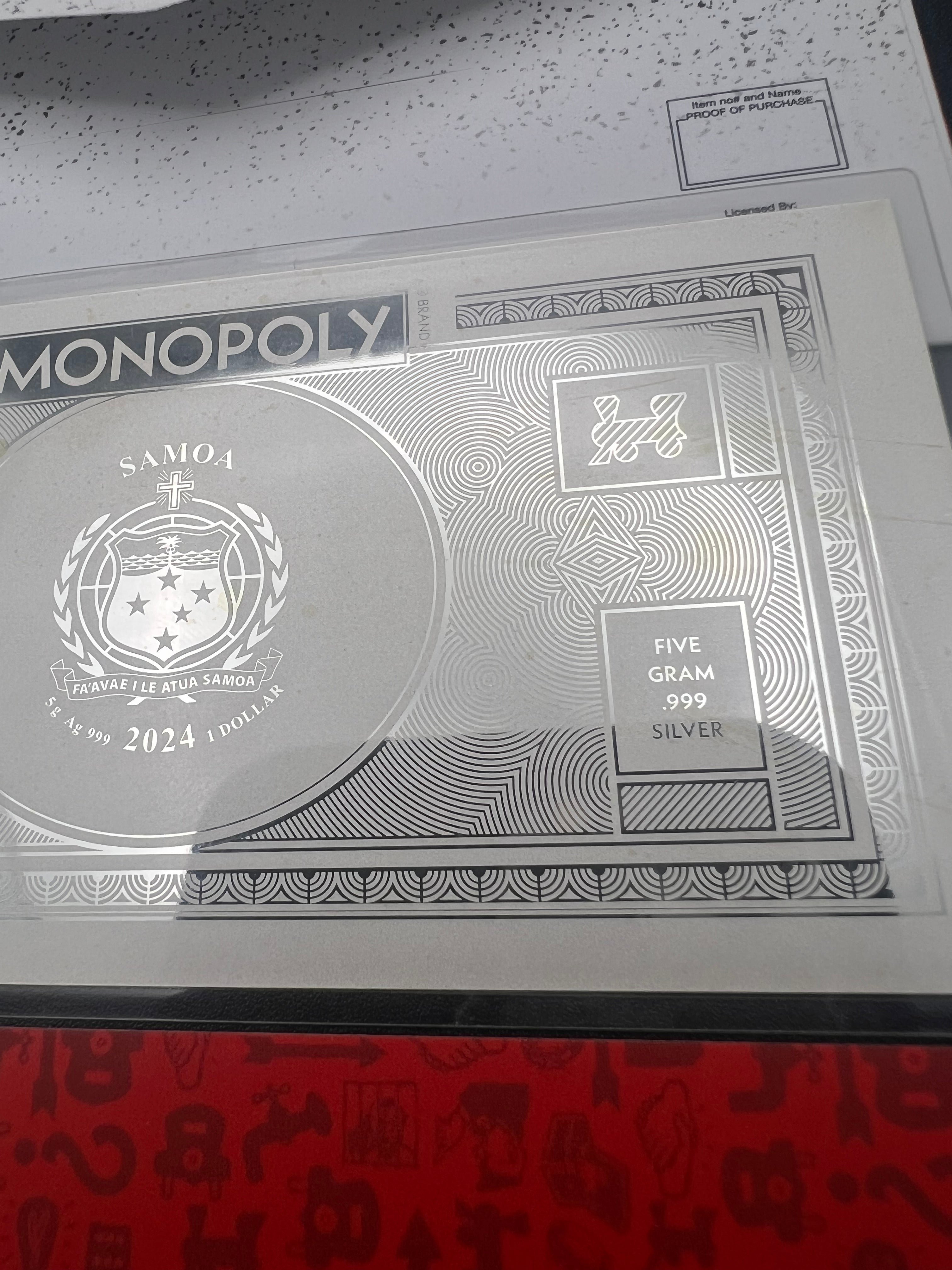 2024 Samoa 5 Gram Silver Monopoly Note