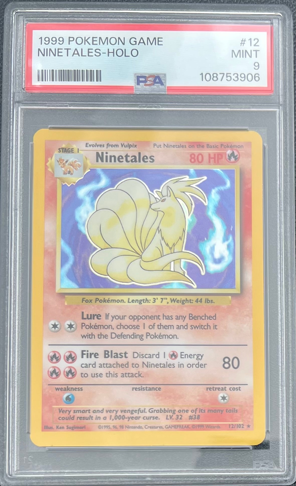 1999 Pokemon Game #12 Ninetales Holo PSA 9