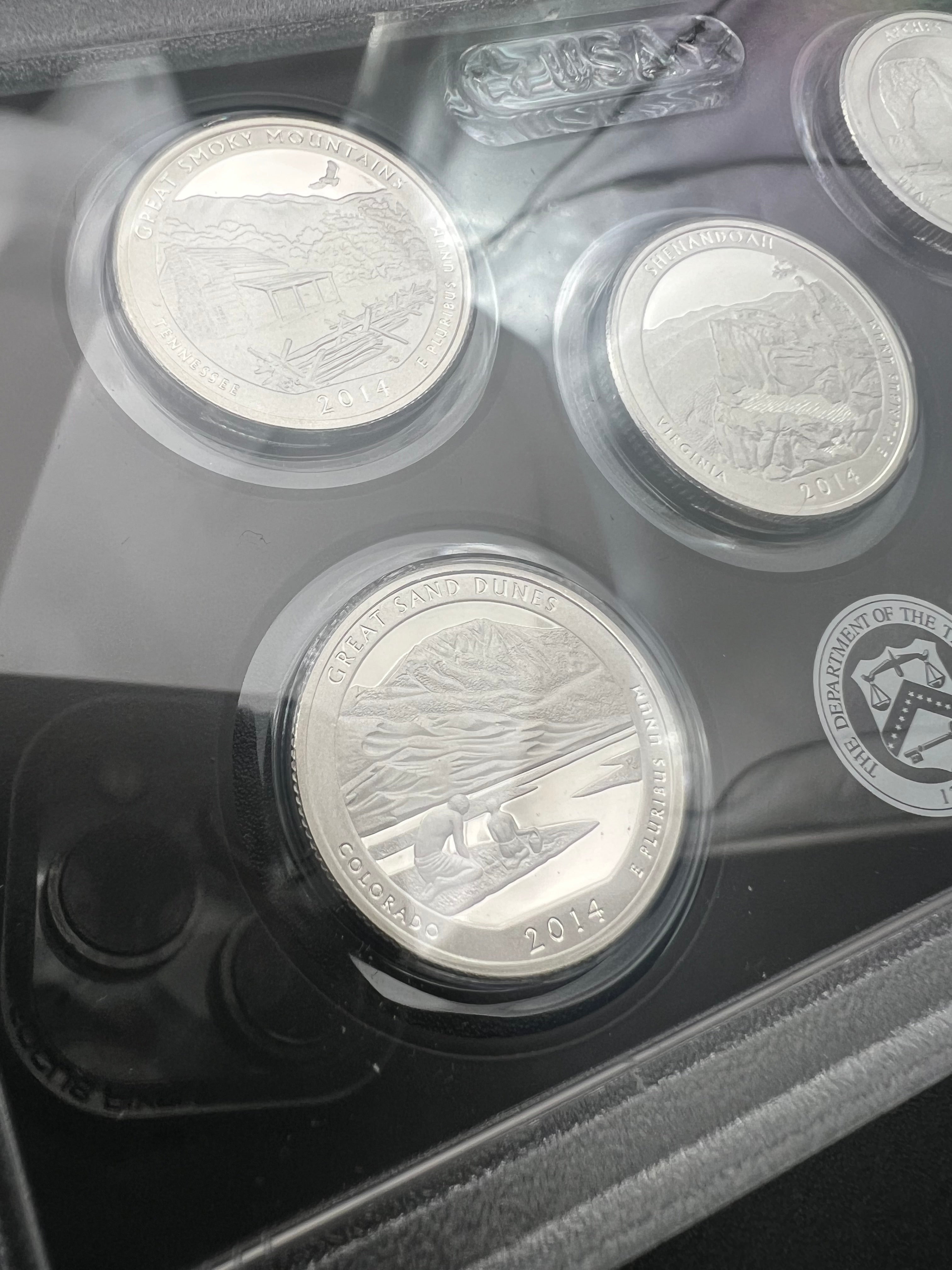 90% Silver 2014 America The Beautiful Proof Silver Quarter Set Third Party Packaging