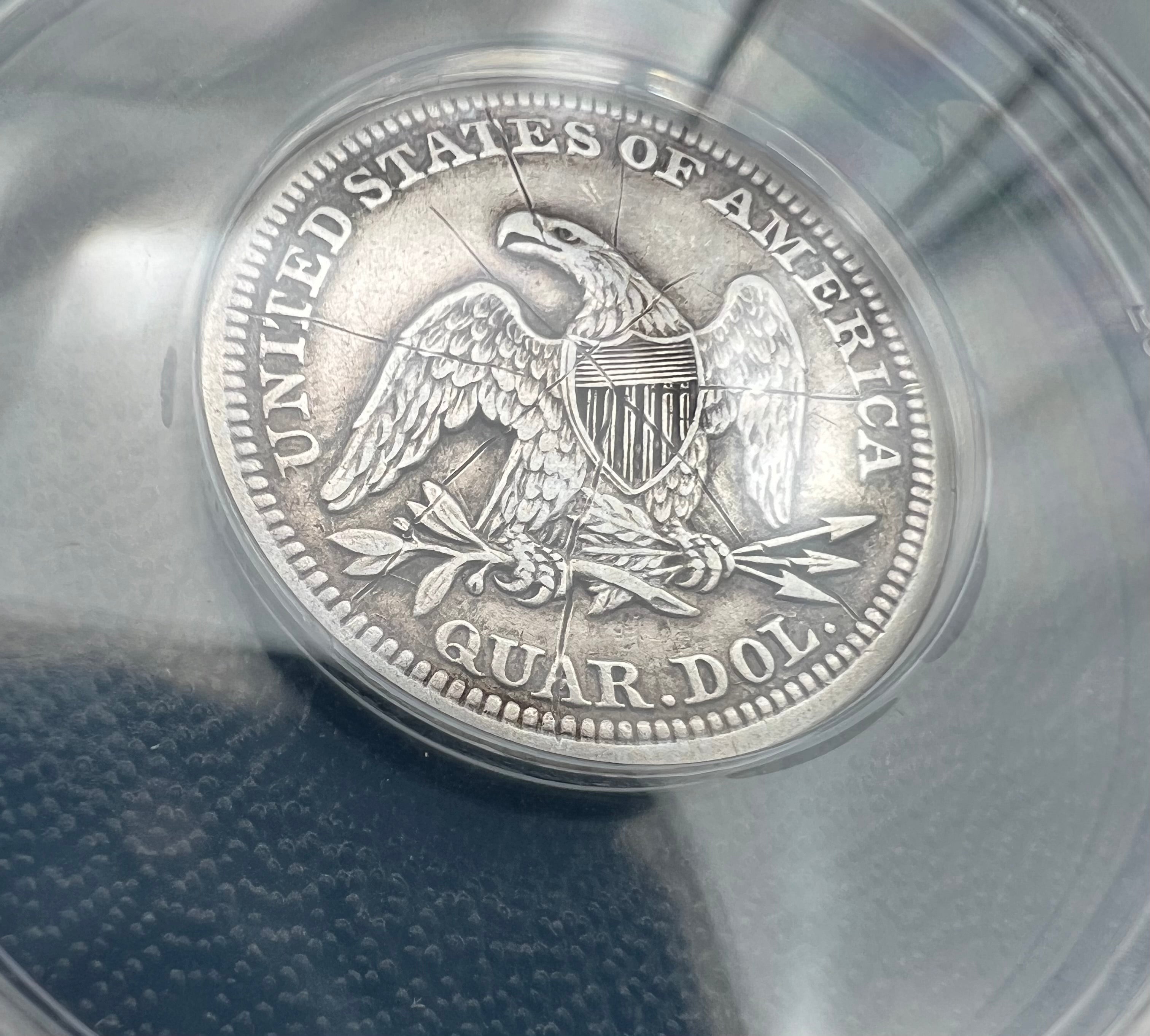 1854 XF40 Details Seated Liberty Quarter ANACS