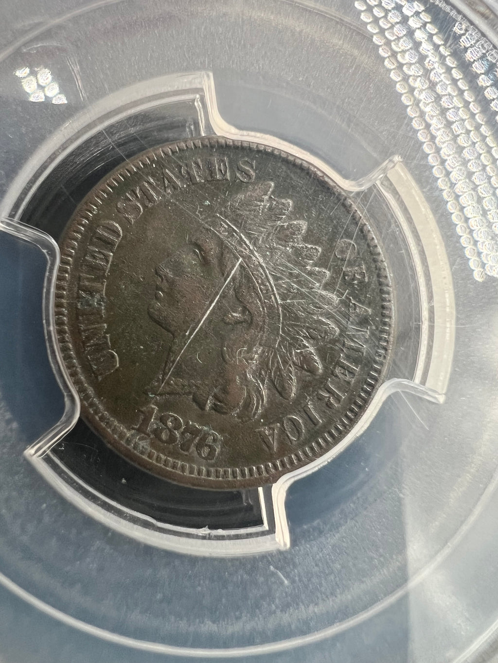 1876 Indian Head Cent PCGS AU Detail - Environmental Damage