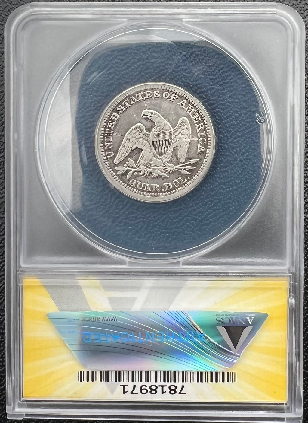 1854 XF40 Details Seated Liberty Quarter ANACS