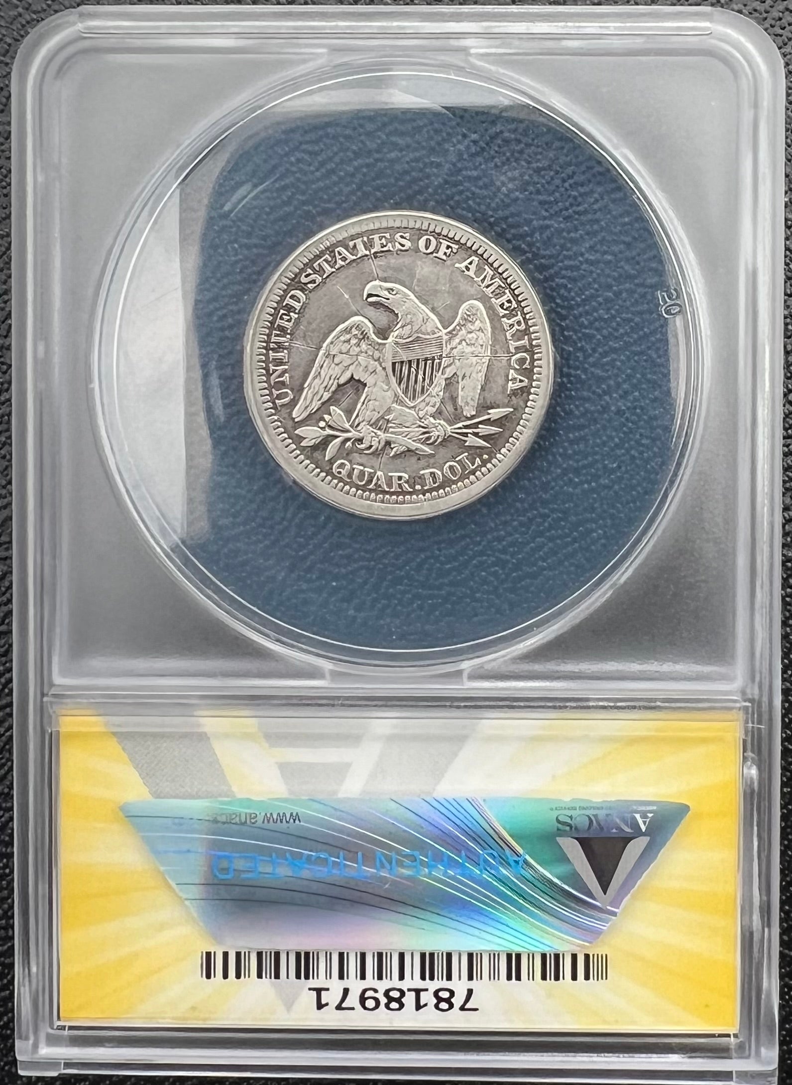 1854 XF40 Details Seated Liberty Quarter ANACS
