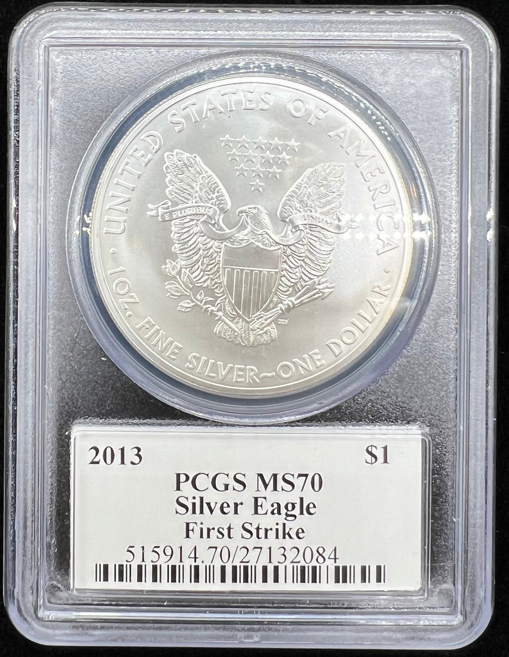 2013 John Mercanti MS70 American Silver Eagle PCGS