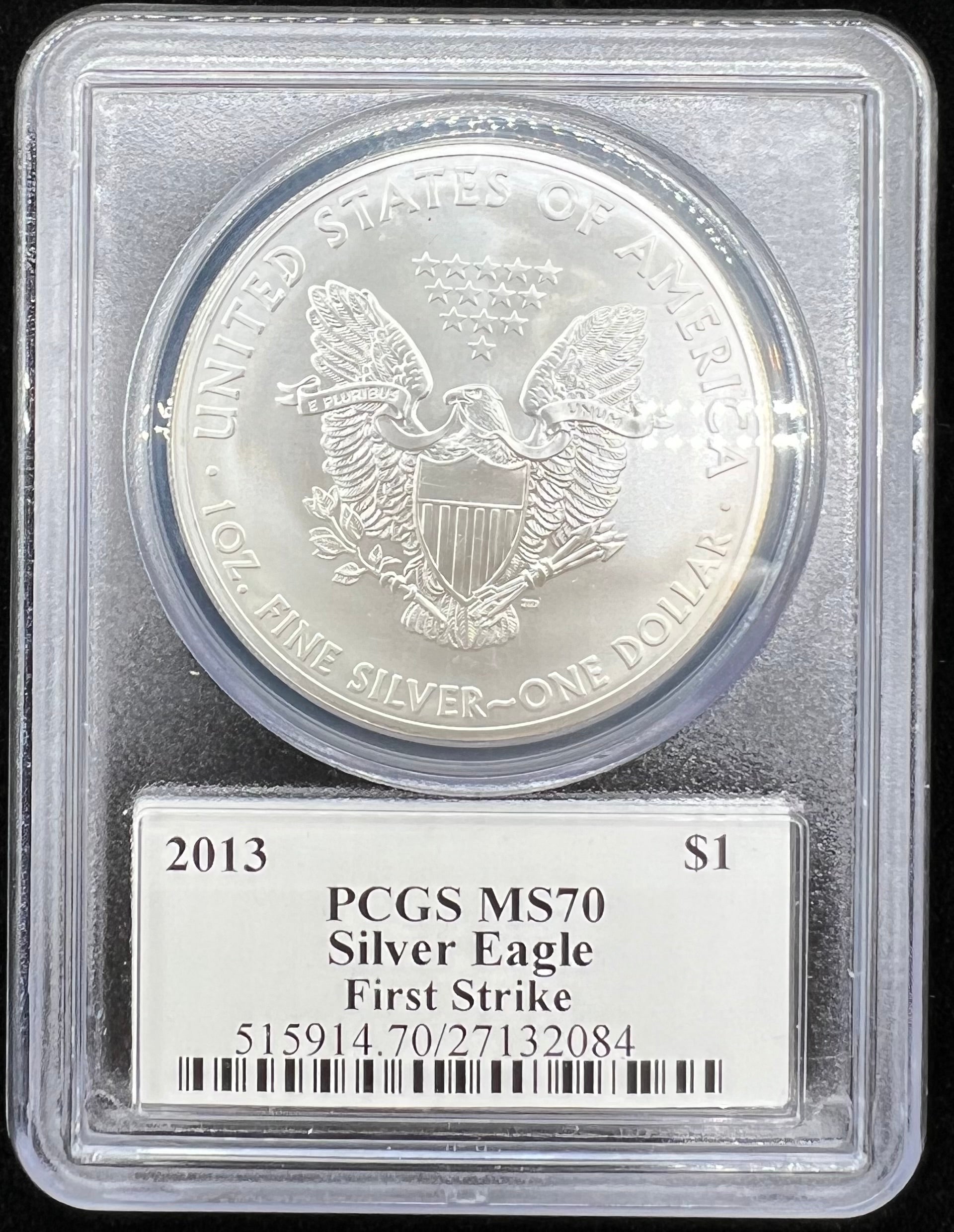 2013 John Mercanti MS70 American Silver Eagle PCGS