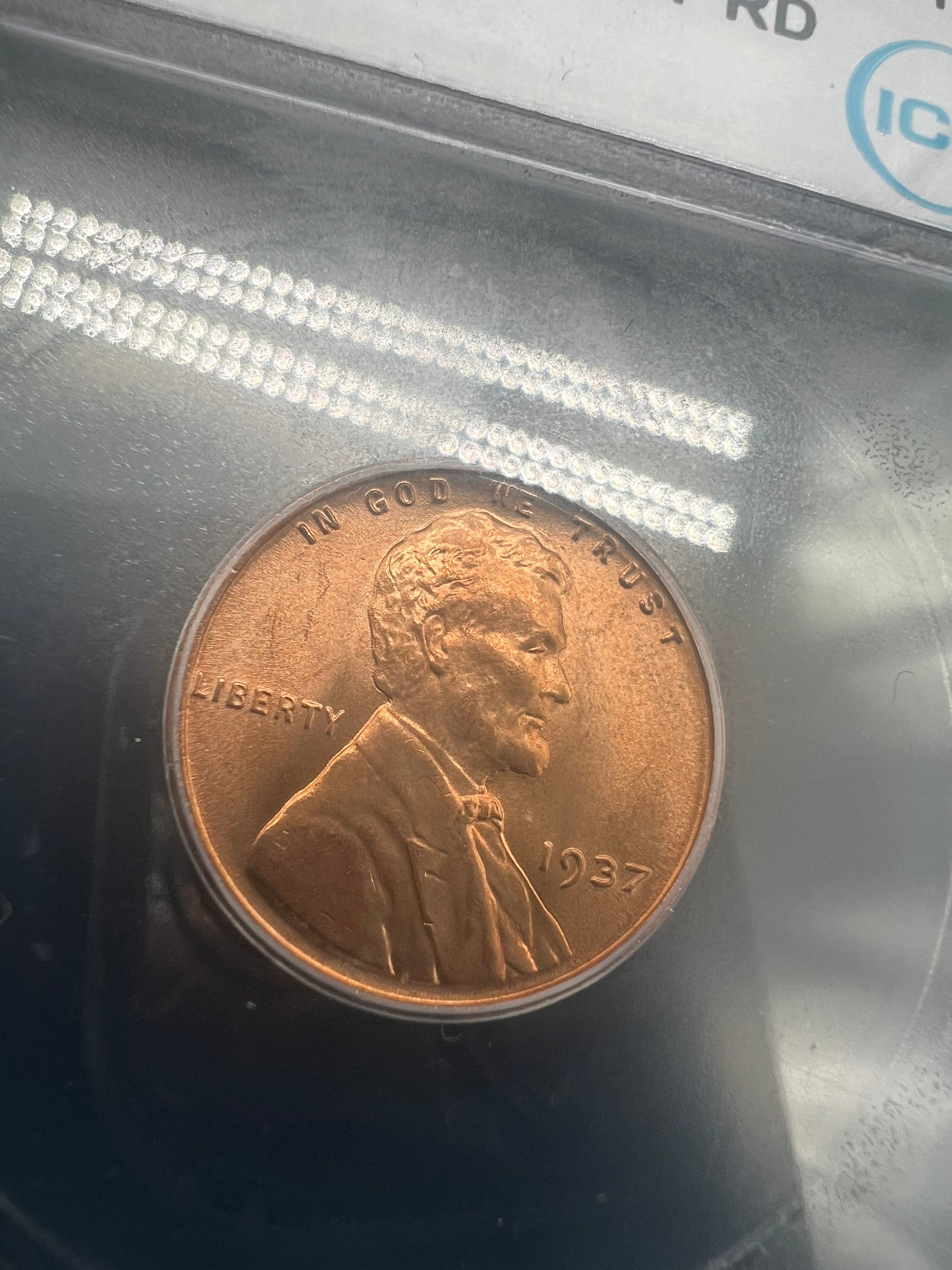 1937 MS67 RD Lincoln Wheat Cent ICG