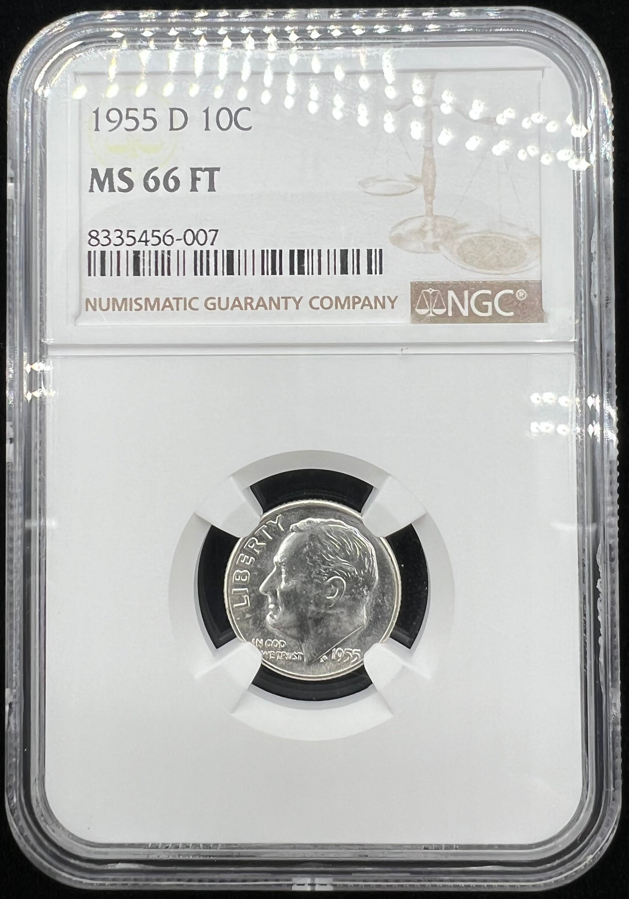 1955-D MS66 FT Roosevelt Dime NGC