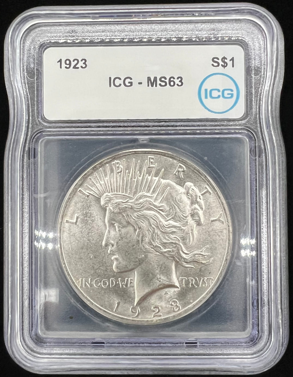 1923 MS63 Peace Silver Dollar ICG