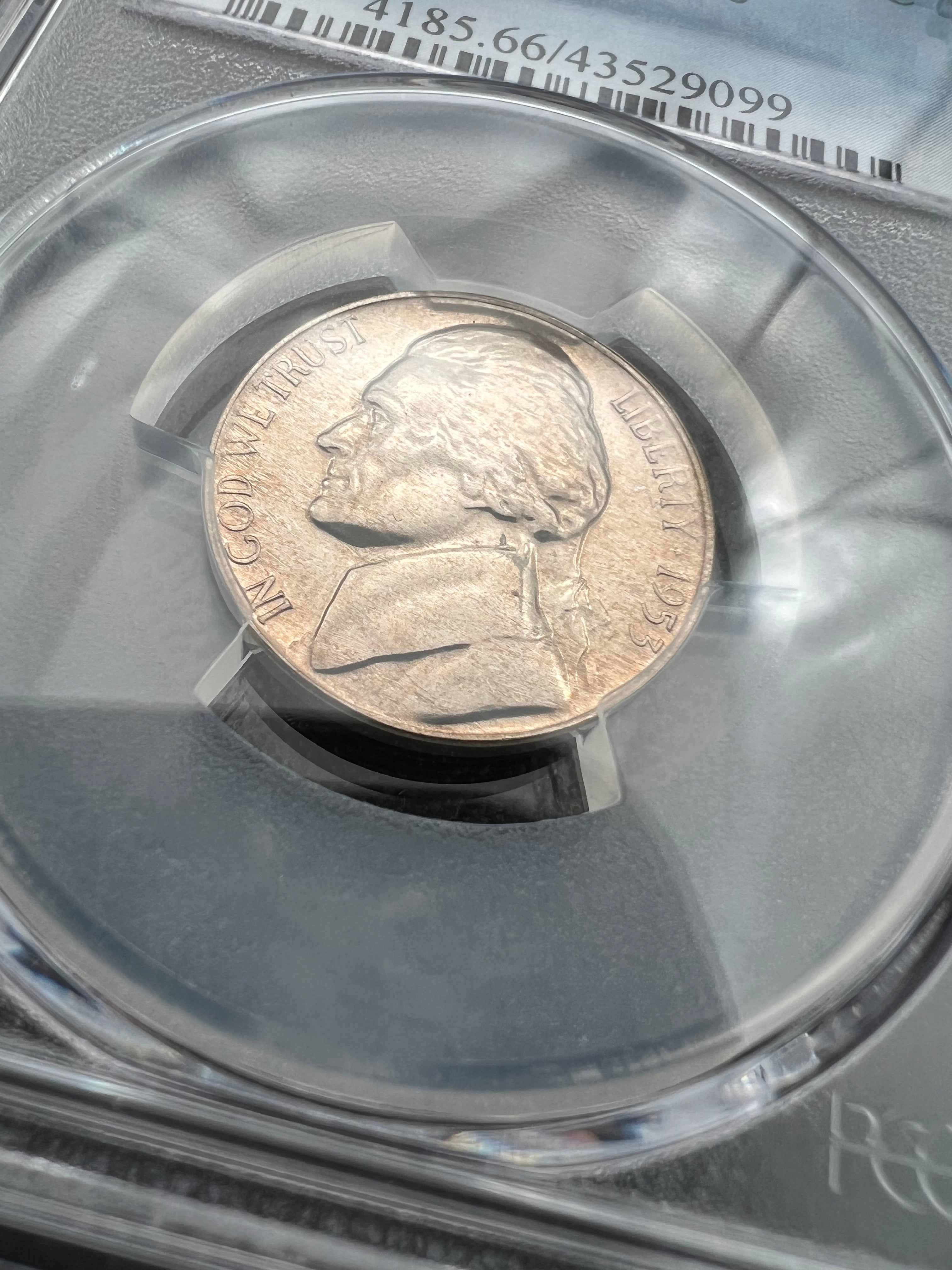 1953 PR66 Jefferson Nickel Slight Toning PCGs